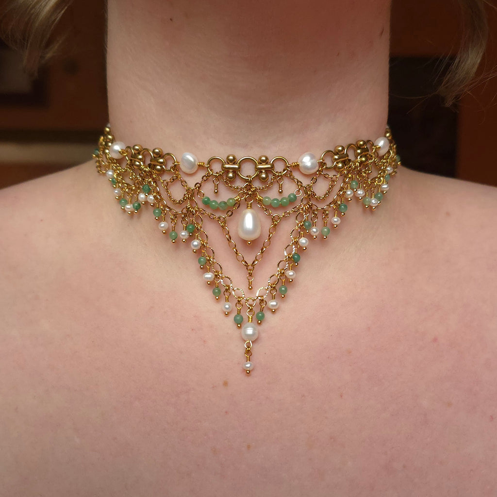 WORLDS APART | Gold & Pearl Renaissance Inspired Statement Choker