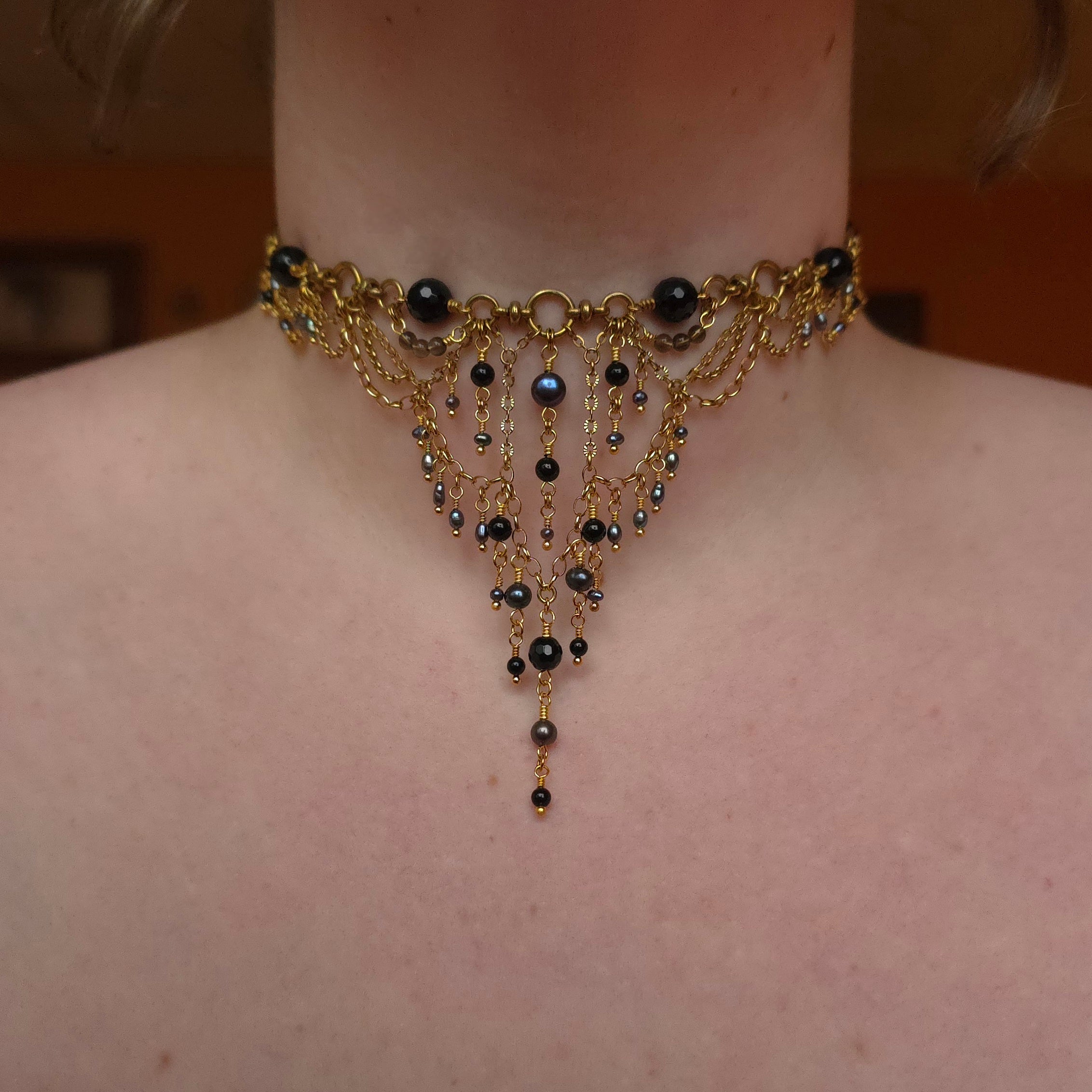 THE BEAST | Gold & Onyx Renaissance Inspired Statement Choker