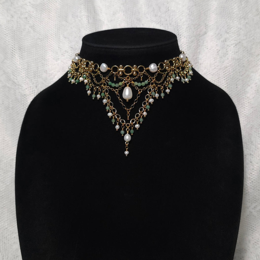 WORLDS APART | Gold & Pearl Renaissance Inspired Statement Choker