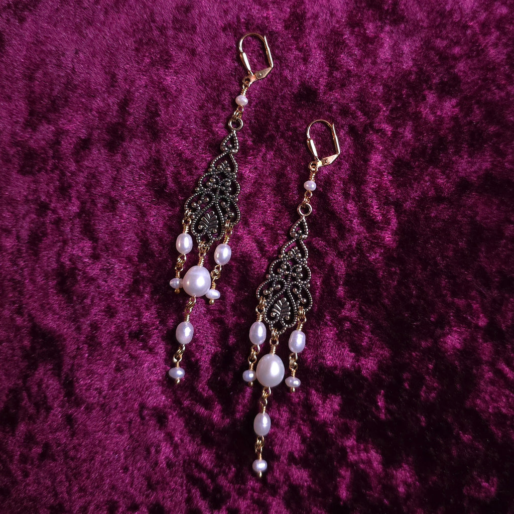 POSSESSION | Antique Gold & Pearl Statement Earrings