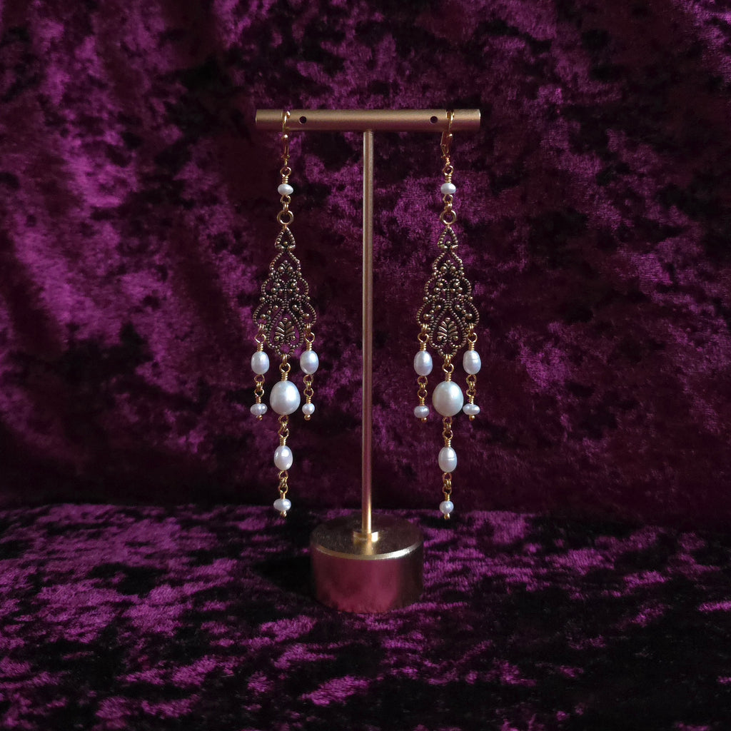 POSSESSION | Antique Gold & Pearl Statement Earrings