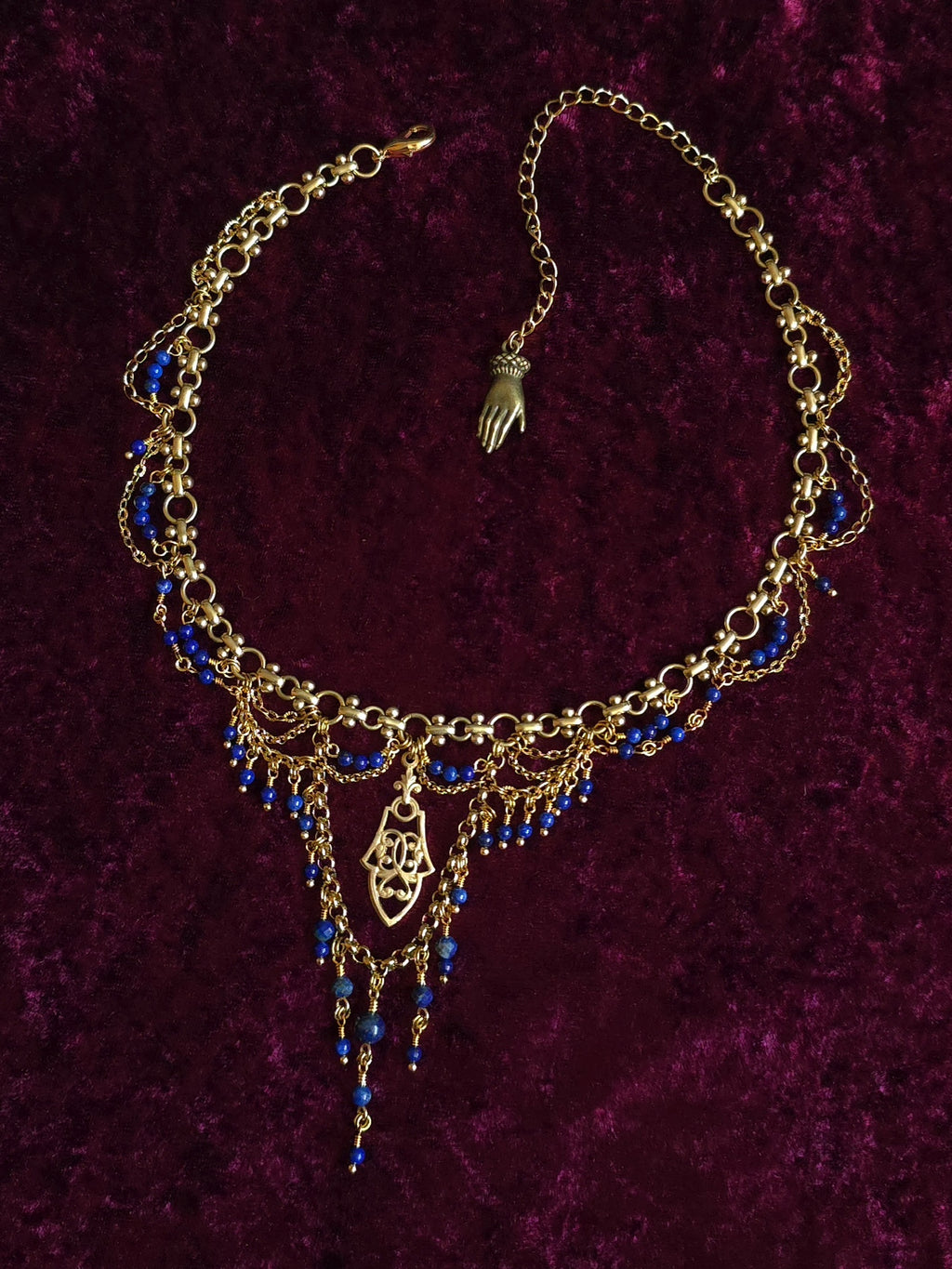 SINGULAR | Gold & Lapis Lazuli Renaissance Inspired Statement Choker