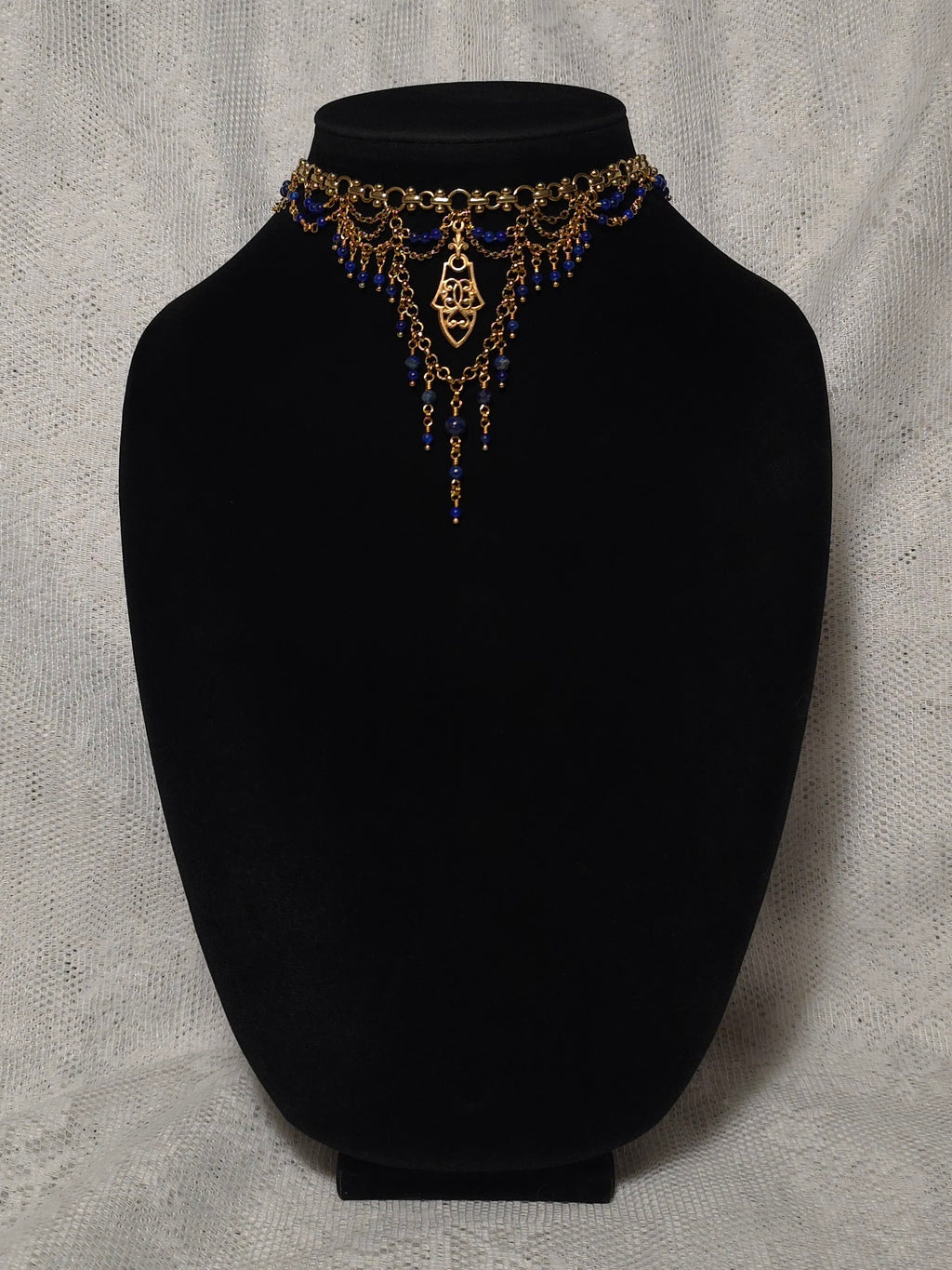 SINGULAR | Gold & Lapis Lazuli Renaissance Inspired Statement Choker