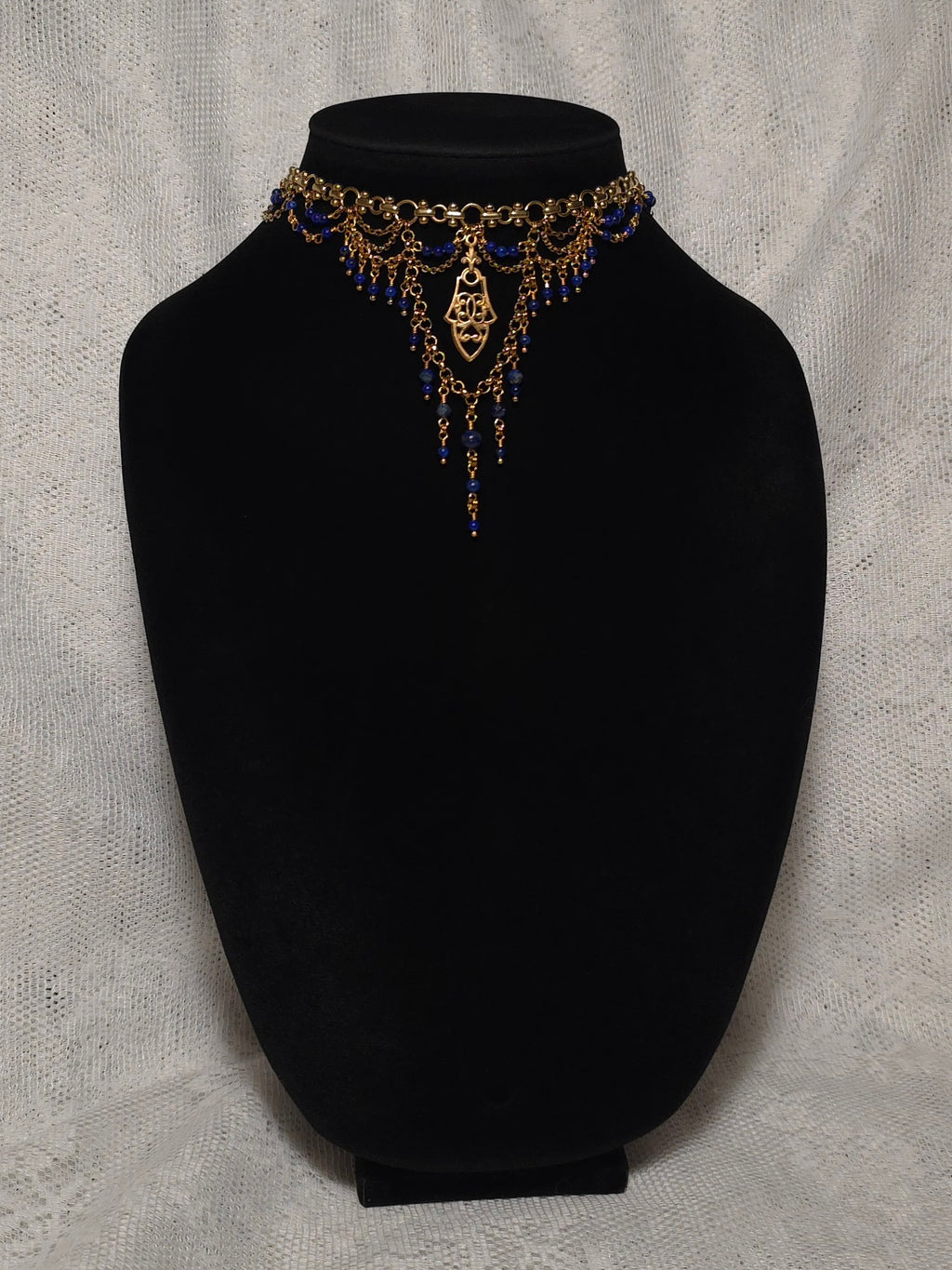 SINGULAR | Gold & Lapis Lazuli Renaissance Inspired Statement Choker