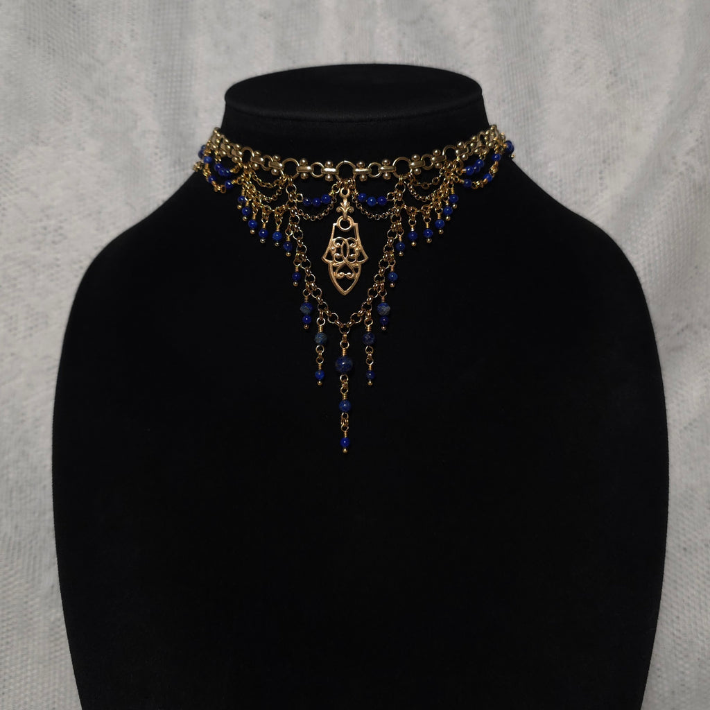 SINGULAR | Gold & Lapis Lazuli Renaissance Inspired Statement Choker