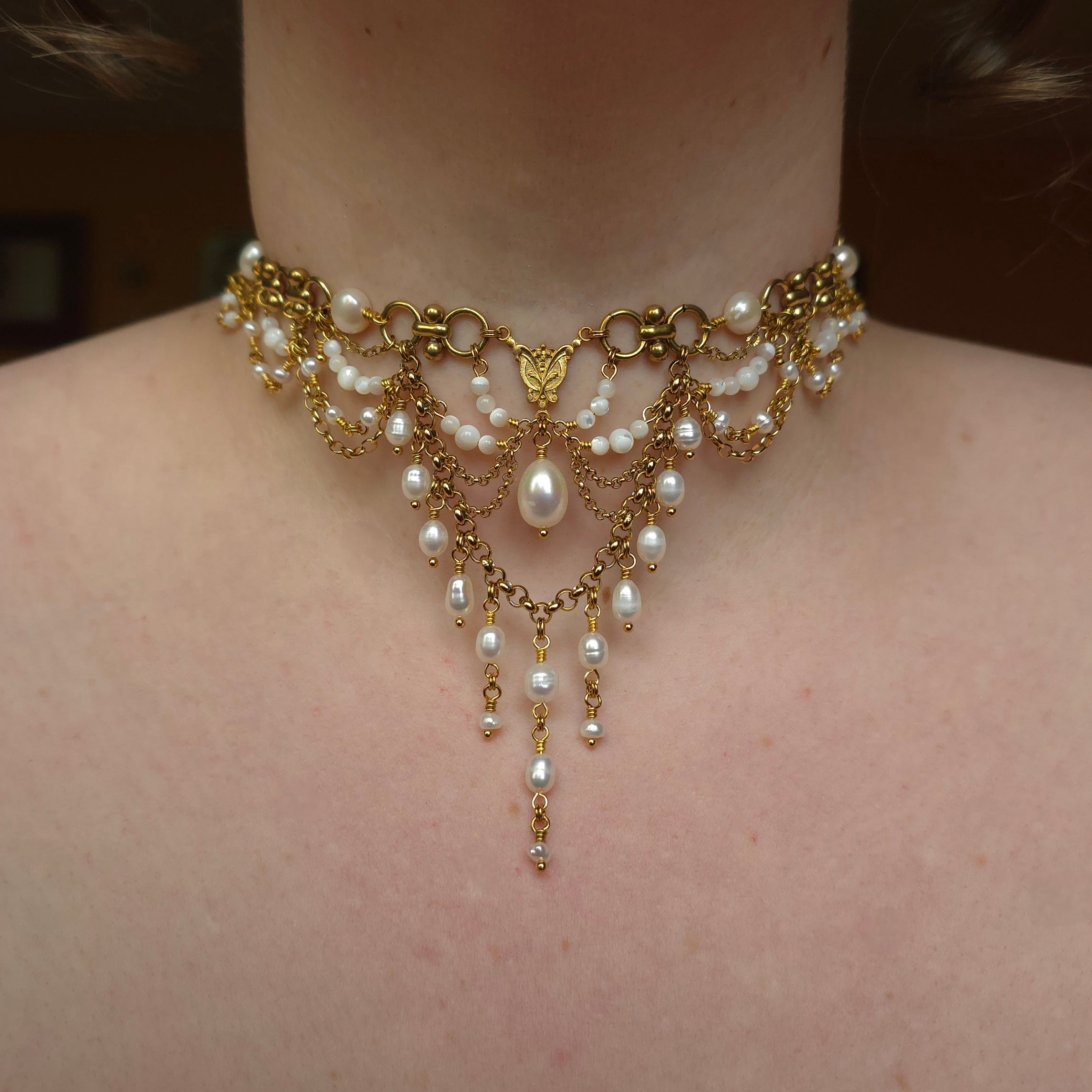 FOREVER & A DAY | Gold & Pearl Renaissance Inspired Statement Choker