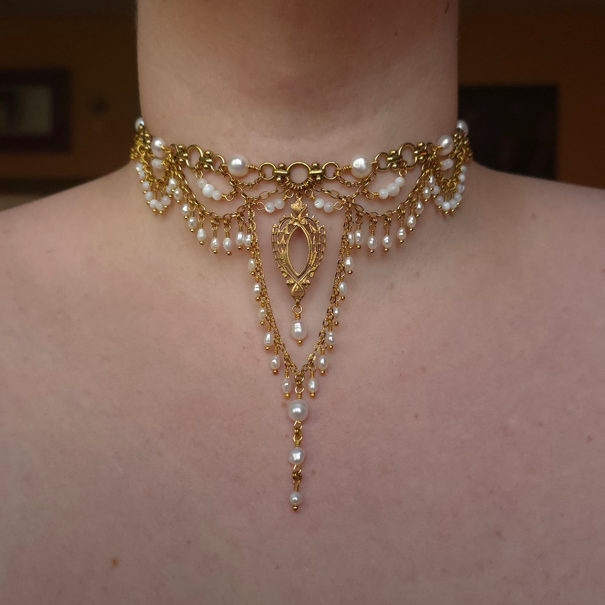 SAME SOUL | Gold & Pearl Renaissance Inspired Statement Choker