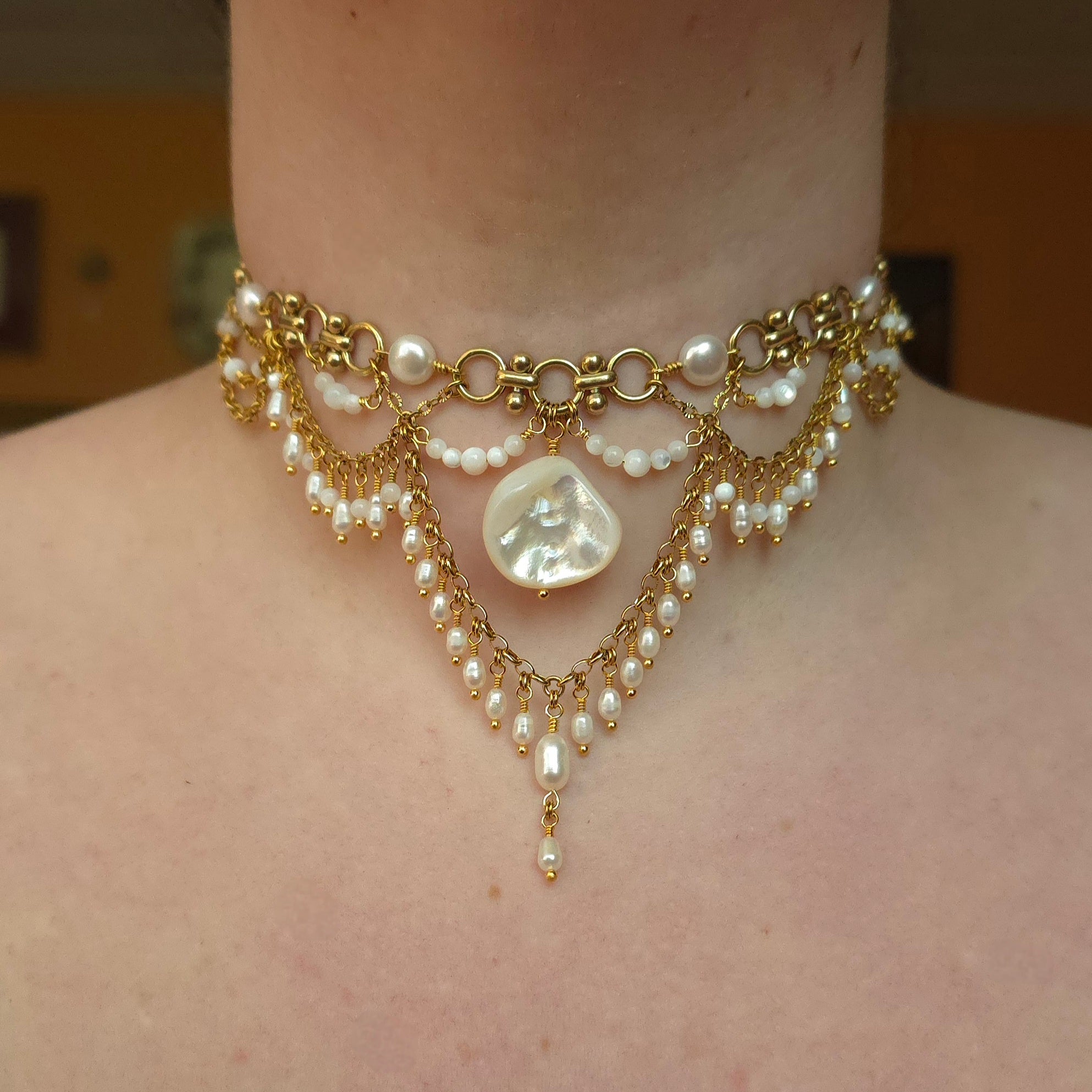 VOWED | Gold & Pearl Renaissance Inspired Statement Choker
