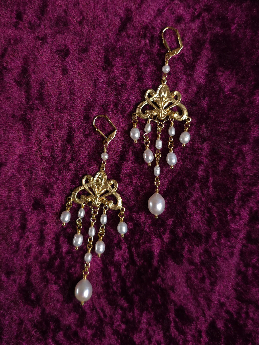HEREAFTER | Gold & Pearl Renaissance Inspired Earrings