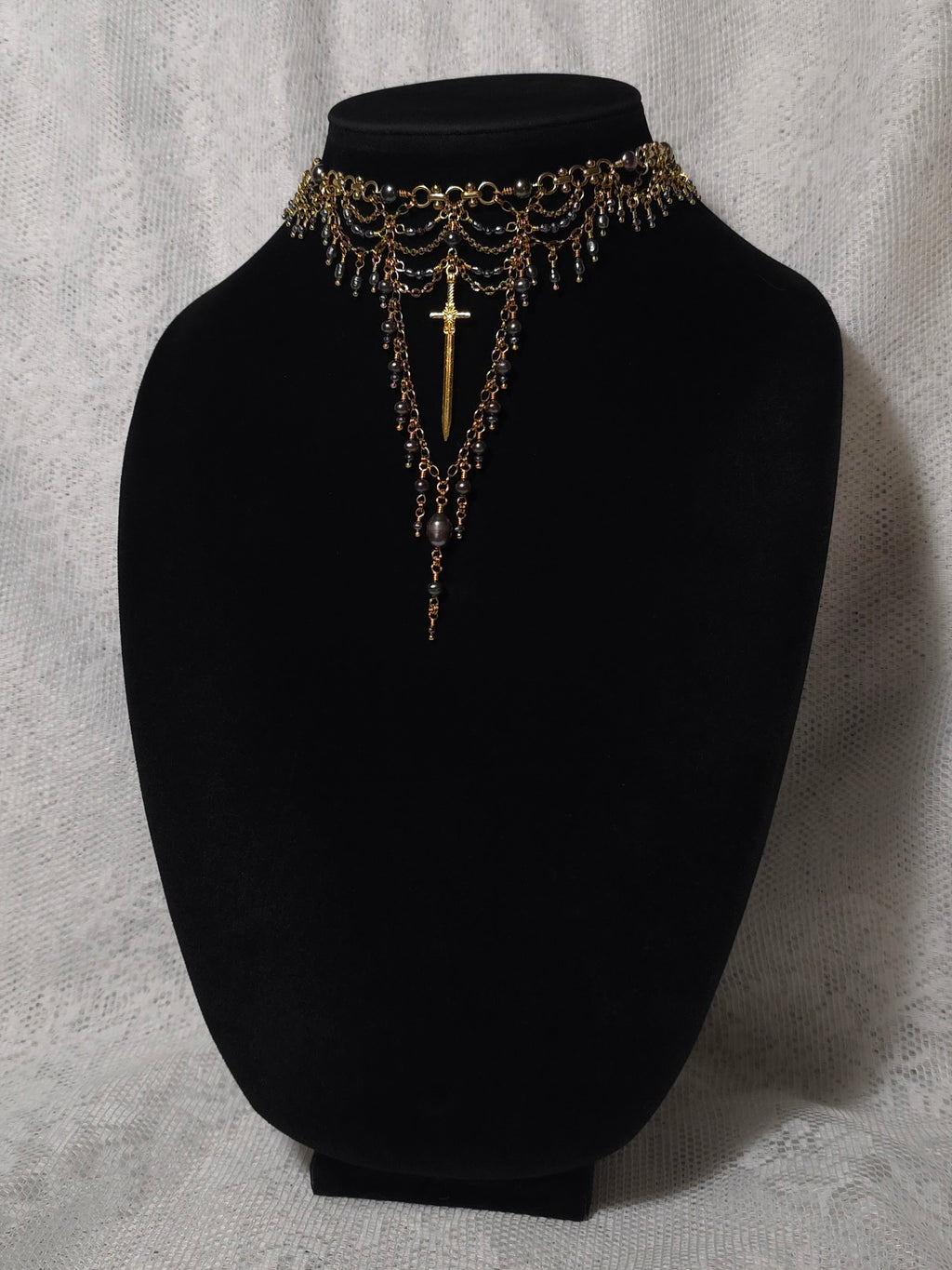 IRONCLAD | Gold & Black Pearl Medieval Inspired Statement Choker