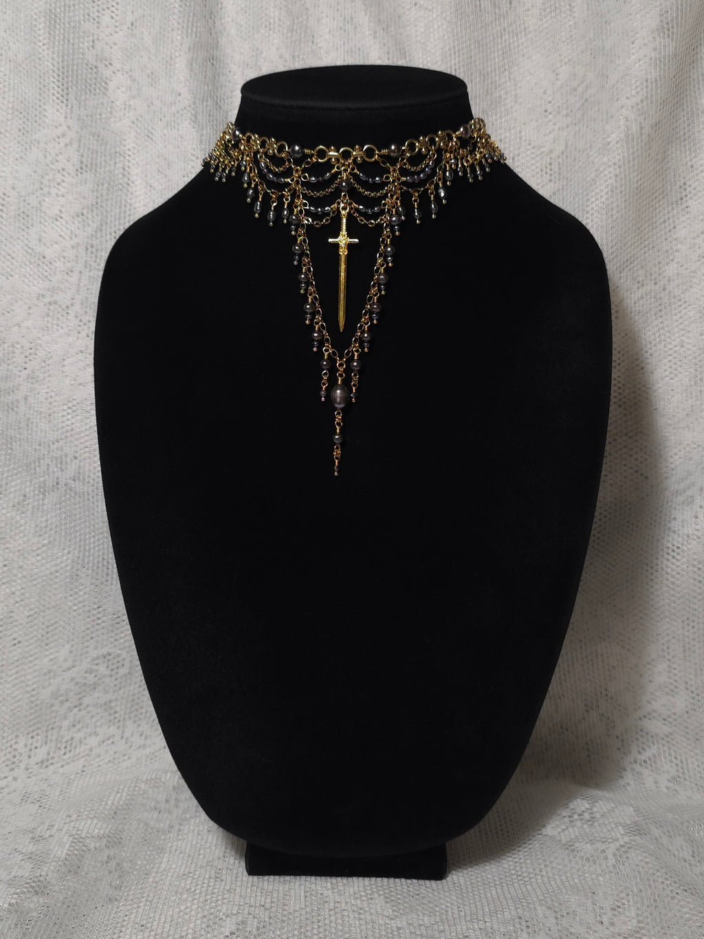 IRONCLAD | Gold & Black Pearl Medieval Inspired Statement Choker