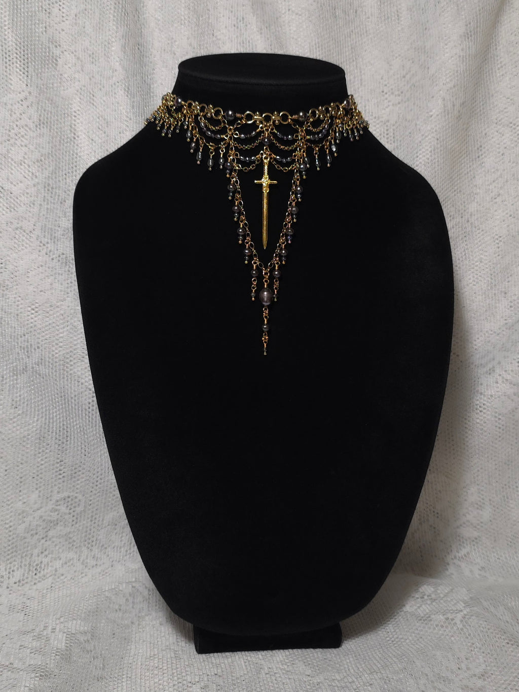 IRONCLAD | Gold & Black Pearl Medieval Inspired Statement Choker