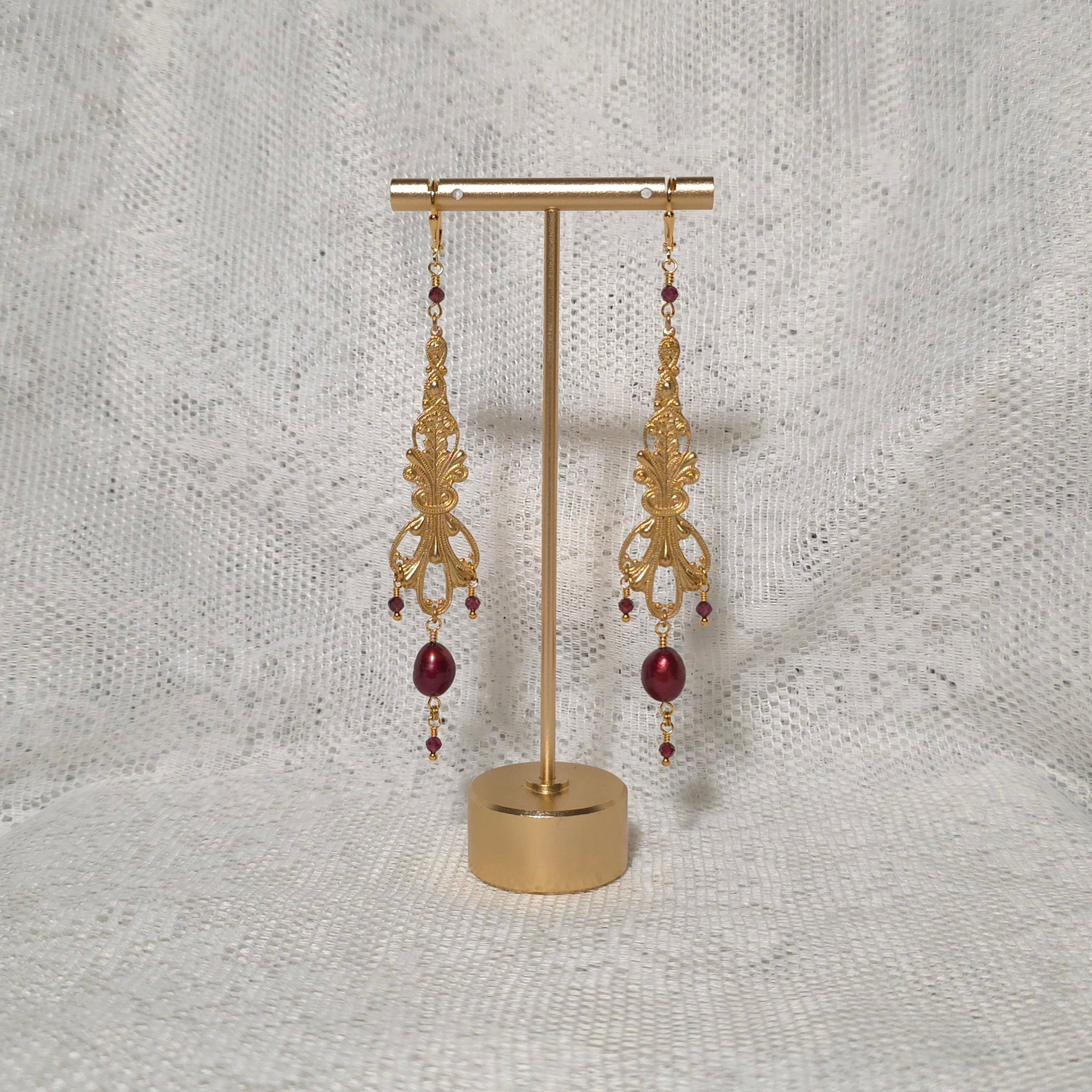 CARNAGE | Gold & Garnet Renaissance Inspired Earrings