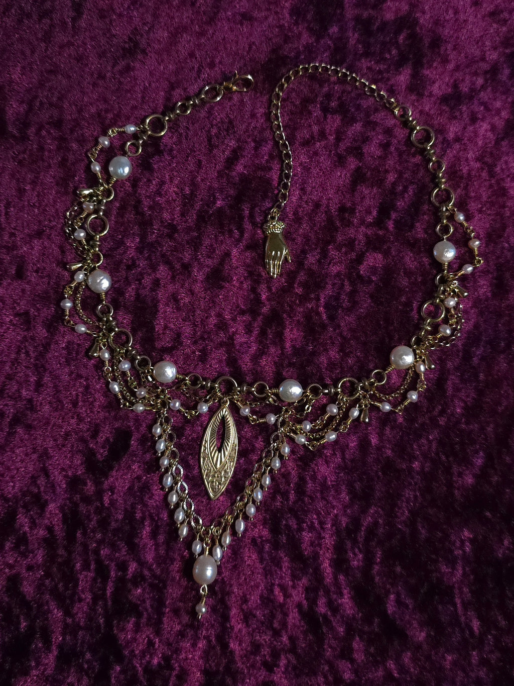 BLUSHING | Gold & Pink Pearl Renaissance Inspired Statement Choker