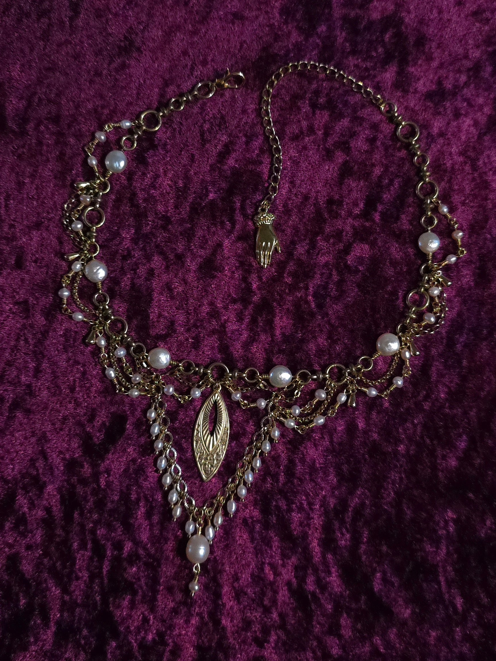 BLUSHING | Gold & Pink Pearl Renaissance Inspired Statement Choker