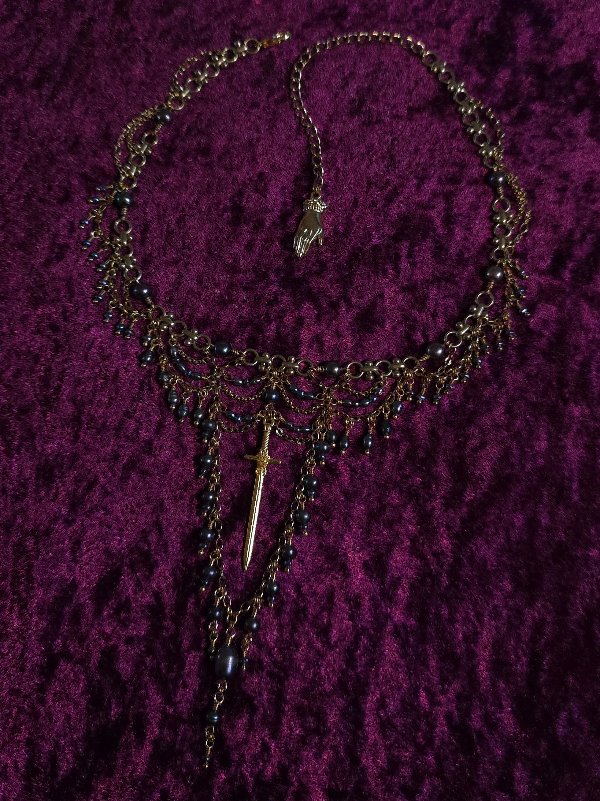 IRONCLAD | Gold & Black Pearl Medieval Inspired Statement Choker
