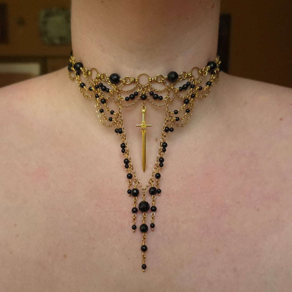 REALM'S DELIGHT | Gold & Onyx Statement Choker