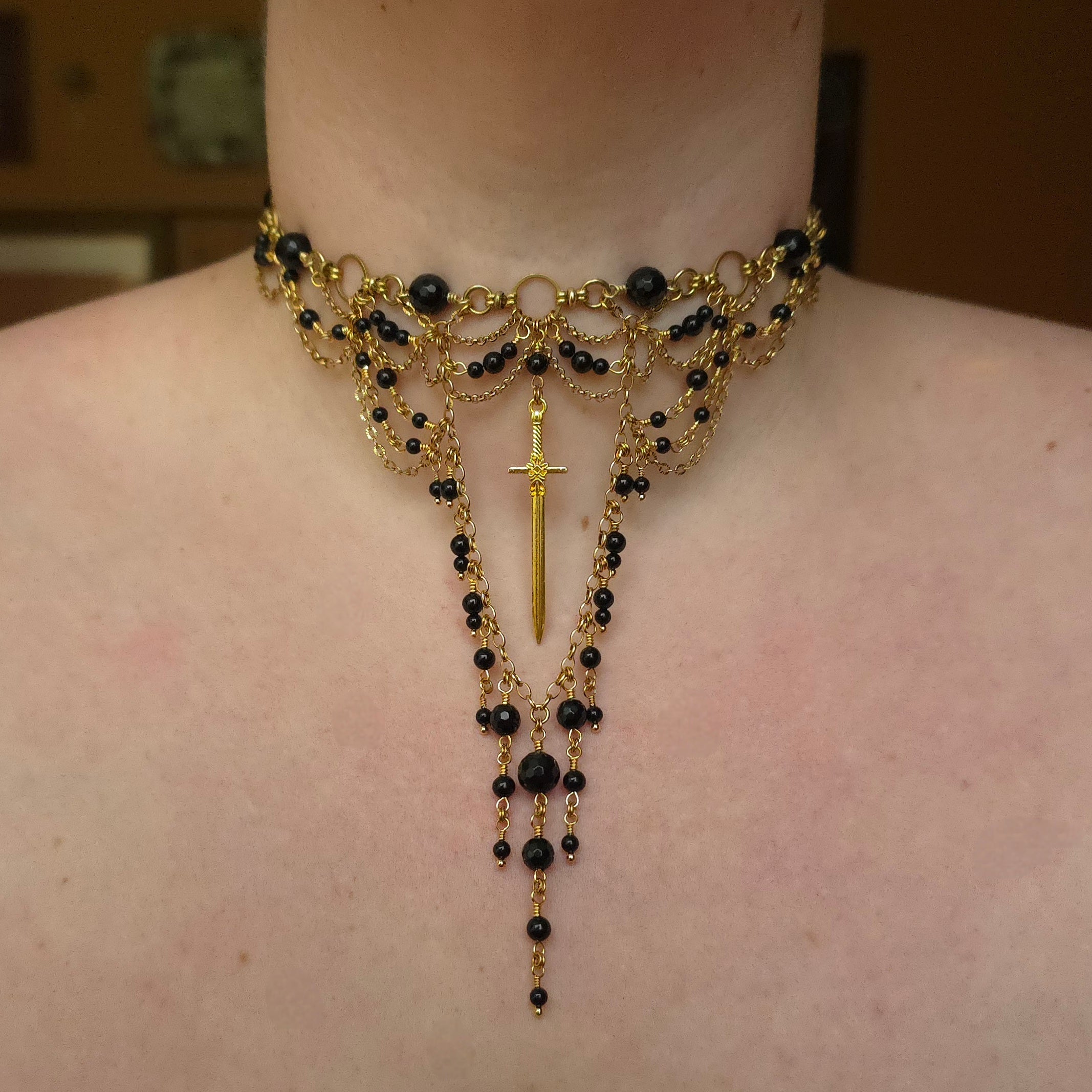 REALM'S DELIGHT | Gold & Onyx Statement Choker