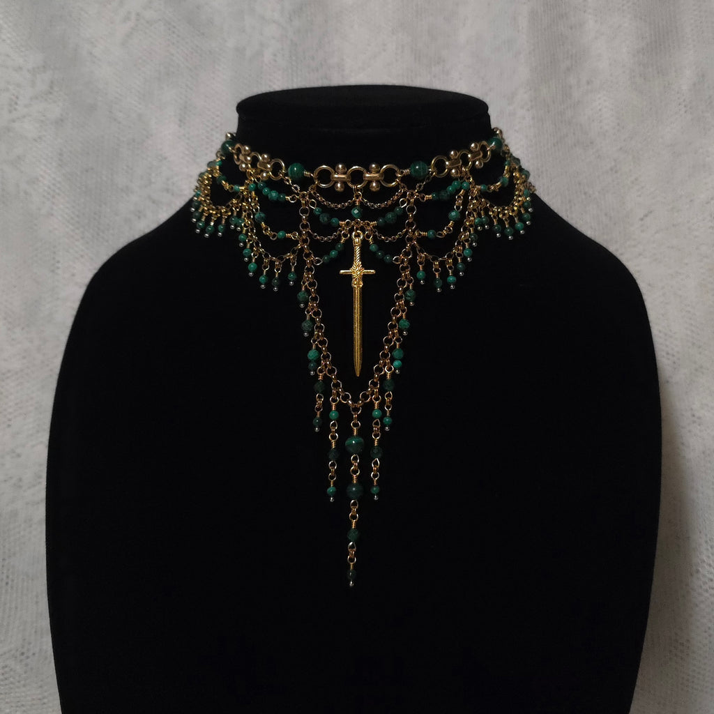 HIGHTOWER | Gold & Malachite Statement Choker