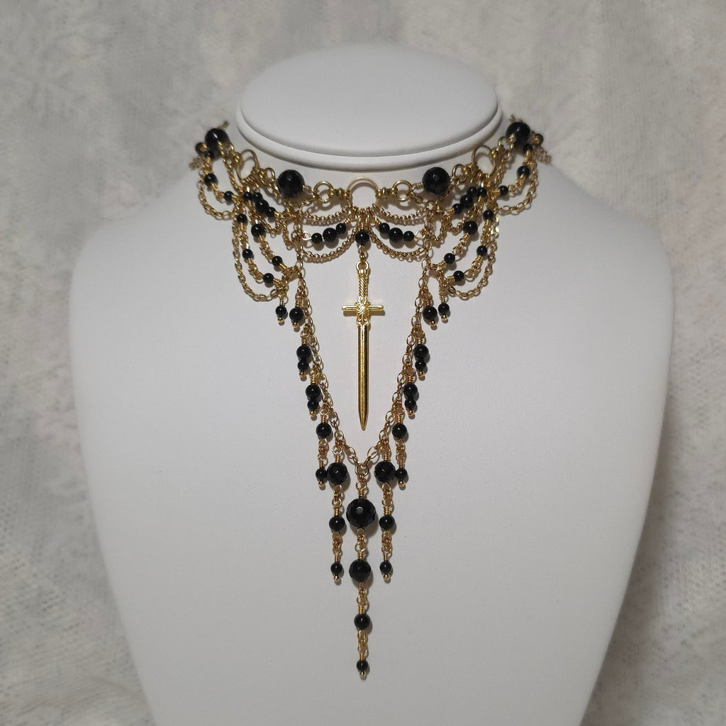 REALM'S DELIGHT | Gold & Onyx Statement Choker