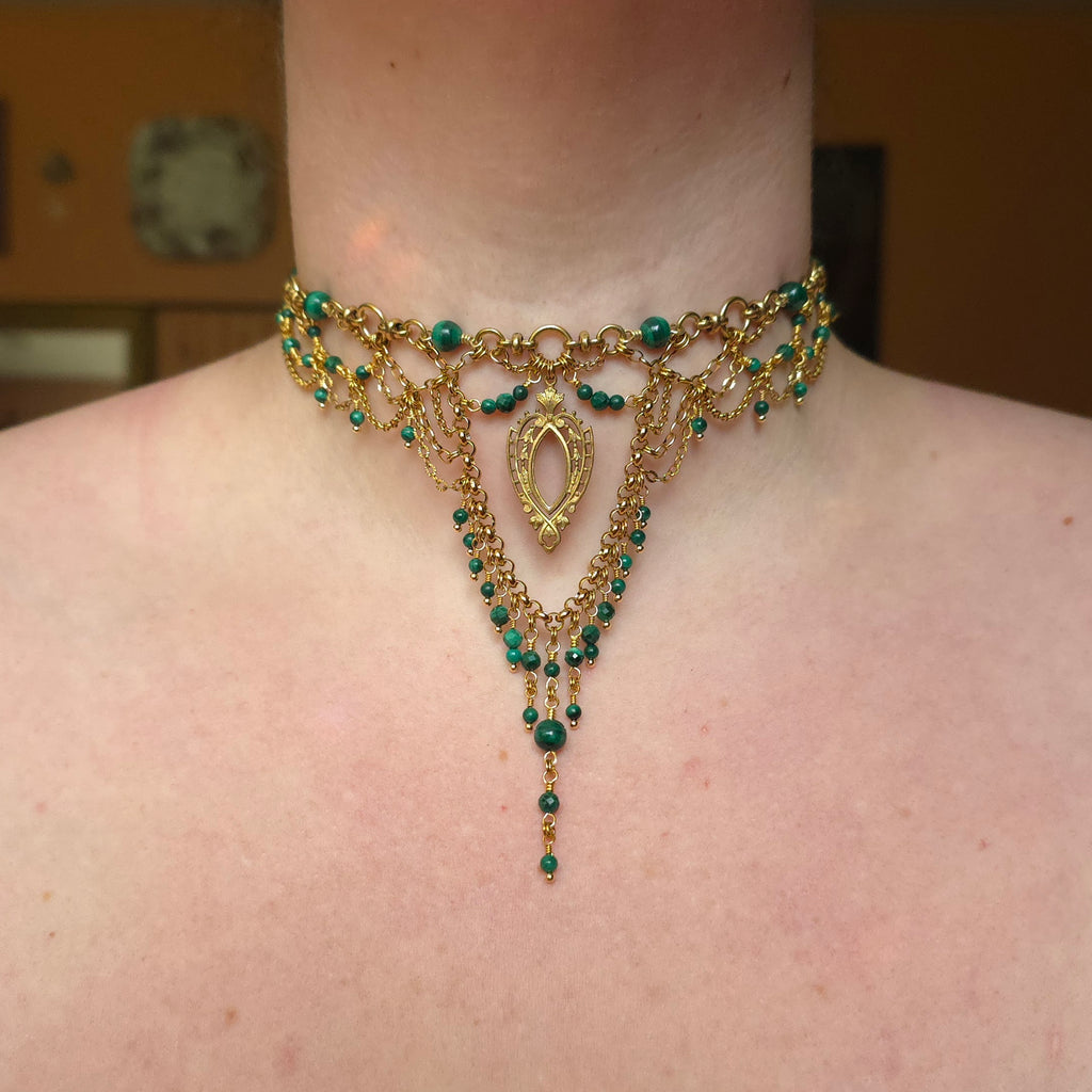 IVYBOUND | Gold & Malachite Renaissance Inspired Choker