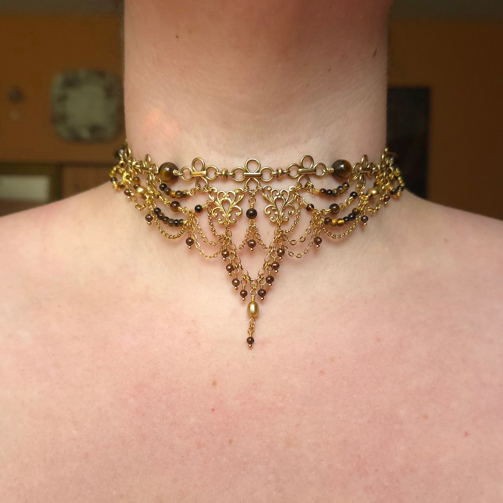 EVENINGS SOLARIS | Gold & Tiger's Eye Renaissance Inspired Choker