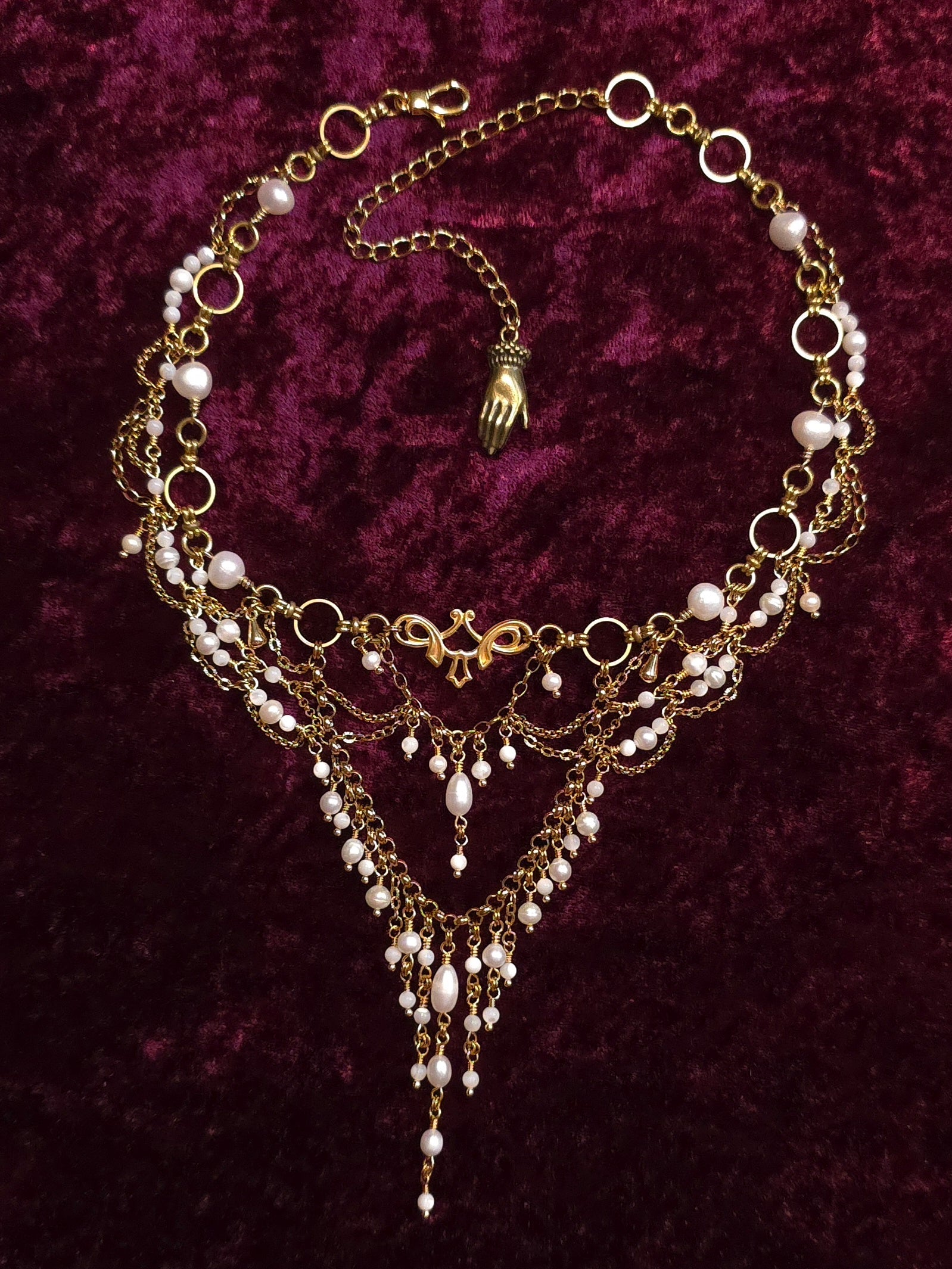 ELFIN TRESSES | Gold & Pearl Renaissance Inspired Choker