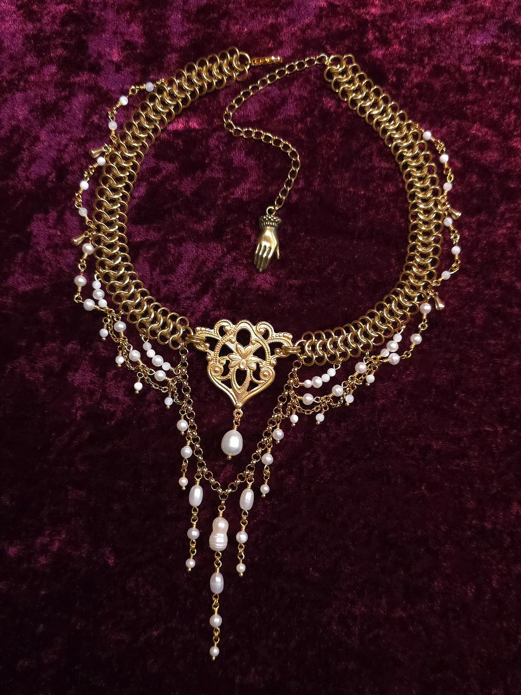 BOUND TOGETHER | Gold & Pearl Renaissance Inspired Choker
