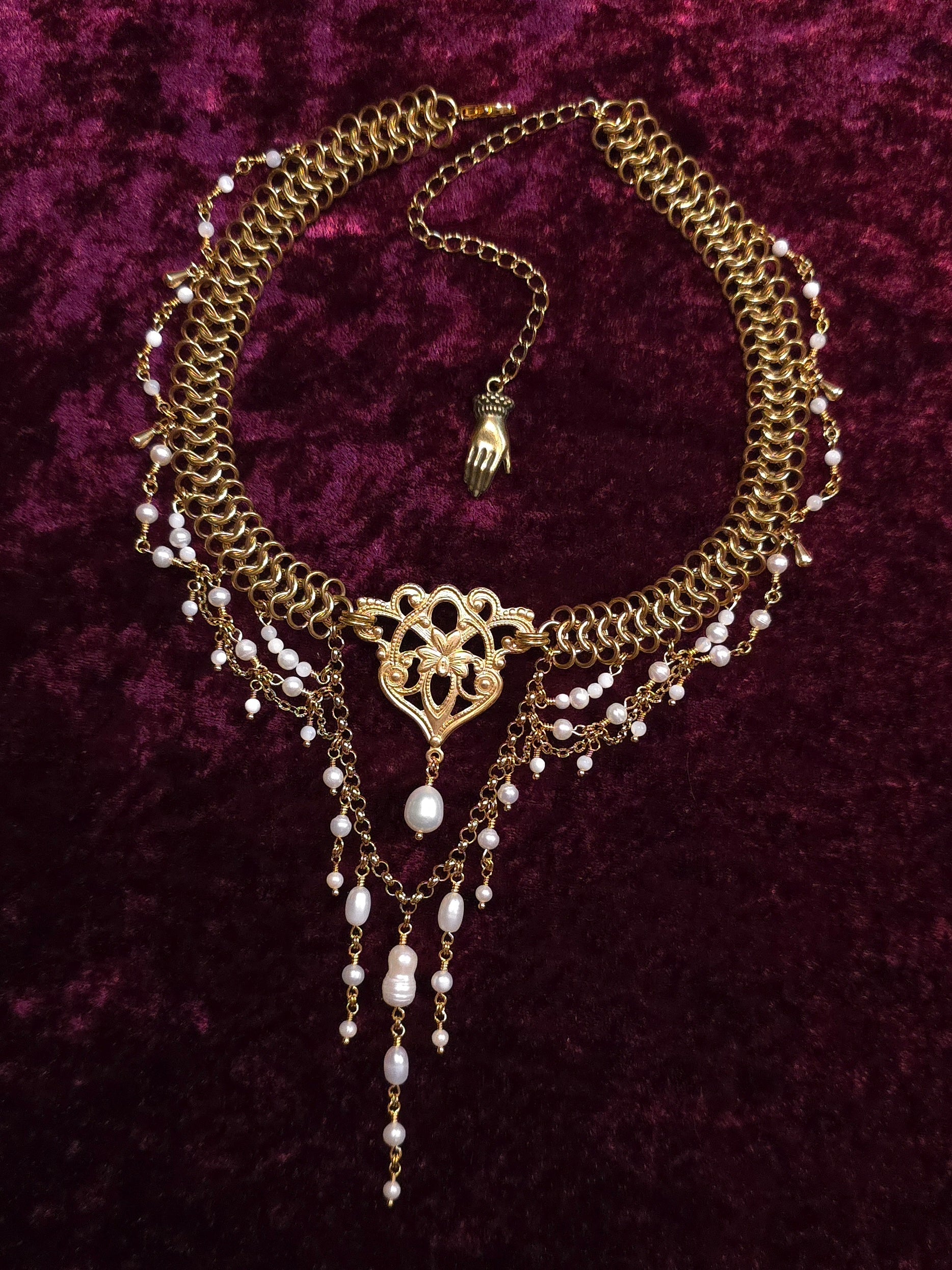 BOUND TOGETHER | Gold & Pearl Renaissance Inspired Choker