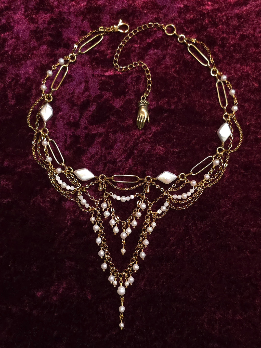 PEARLED CLOUDLETS | Gold & Pearl Renaissance Inspired Choker