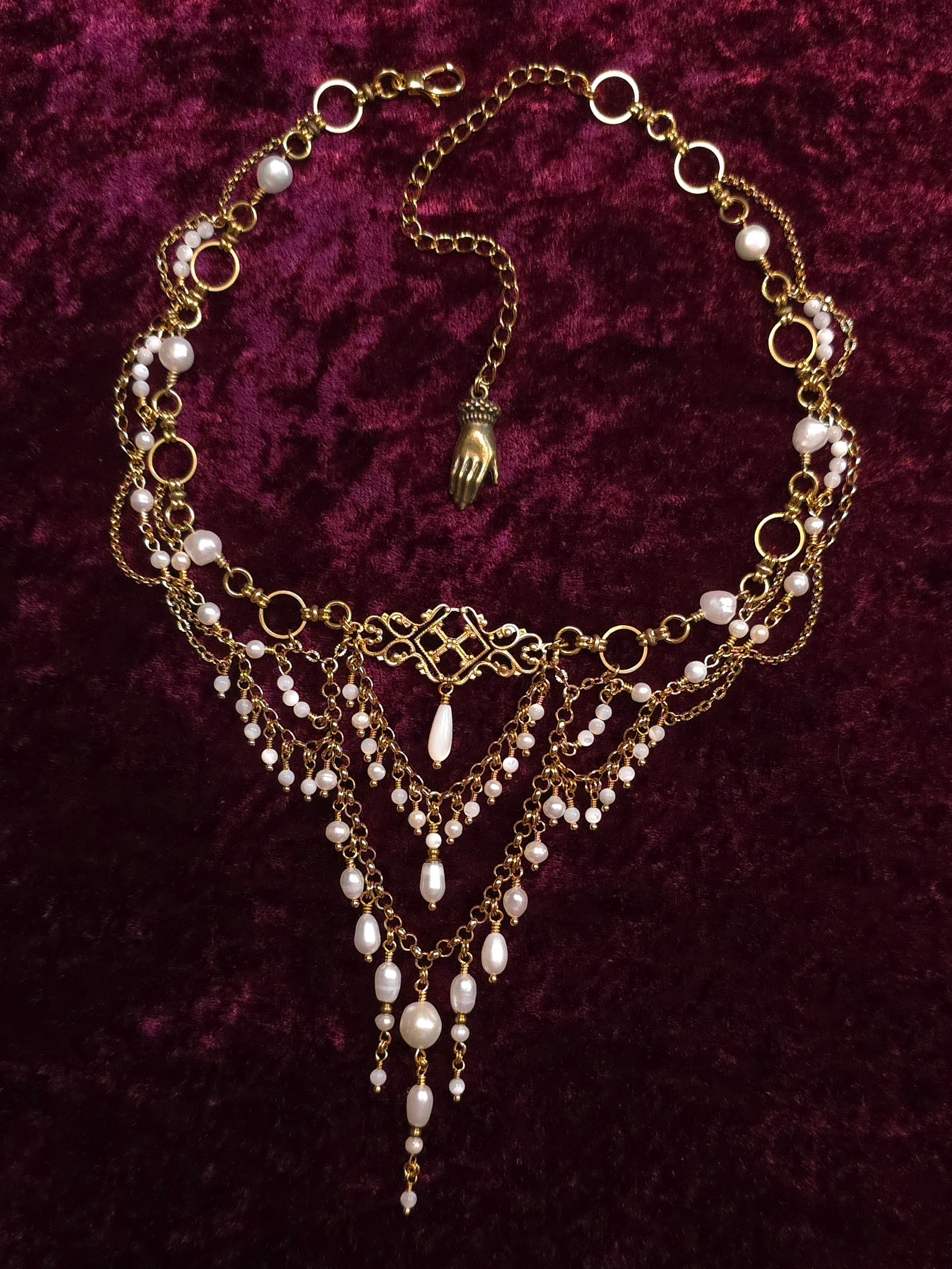 SILKEN WISP | Gold & Pearl Renaissance Inspired Choker