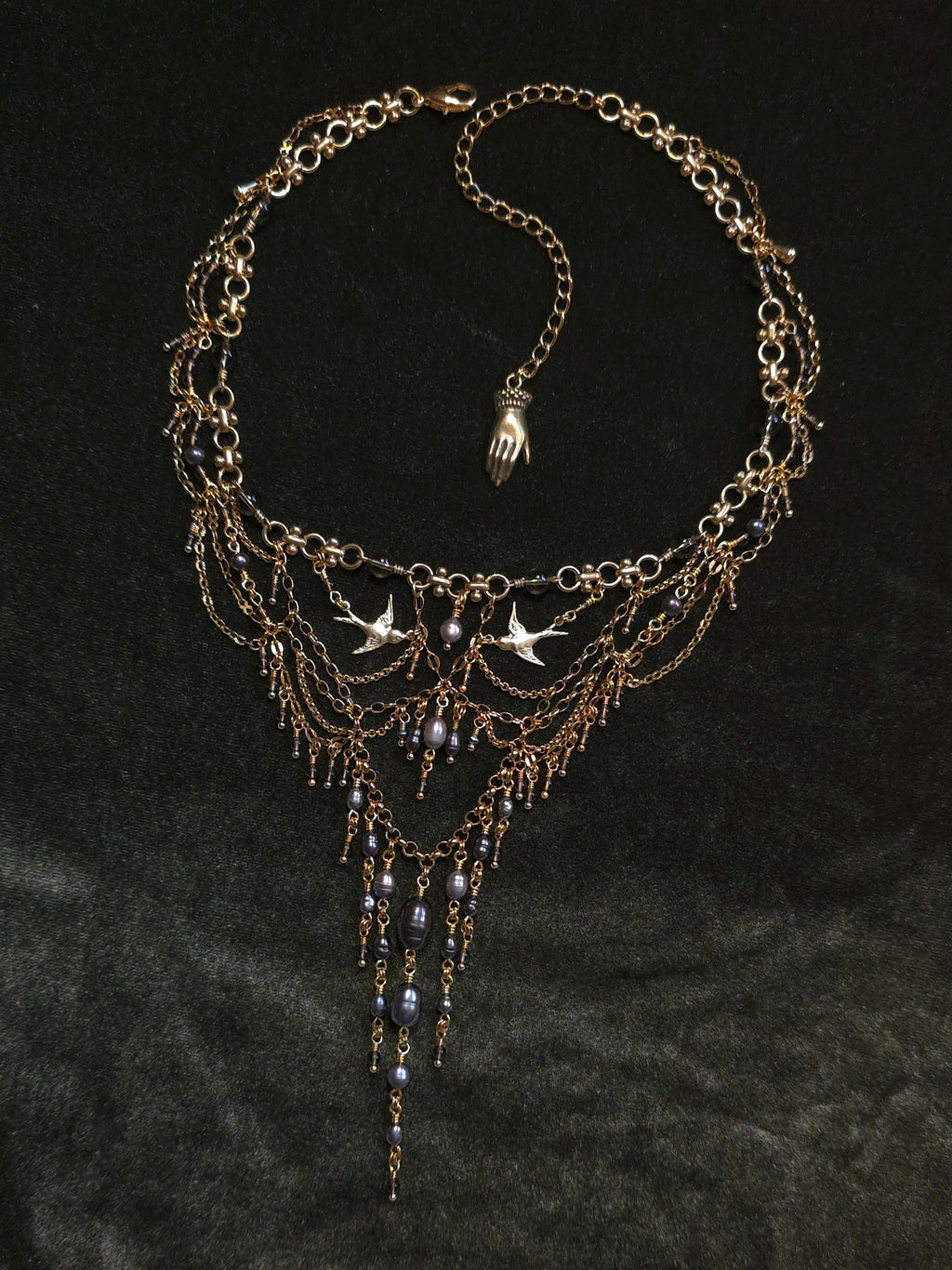 HIRUNDINE WALTZ | Gold & Smoky Quartz Renaissance Inspired Choker