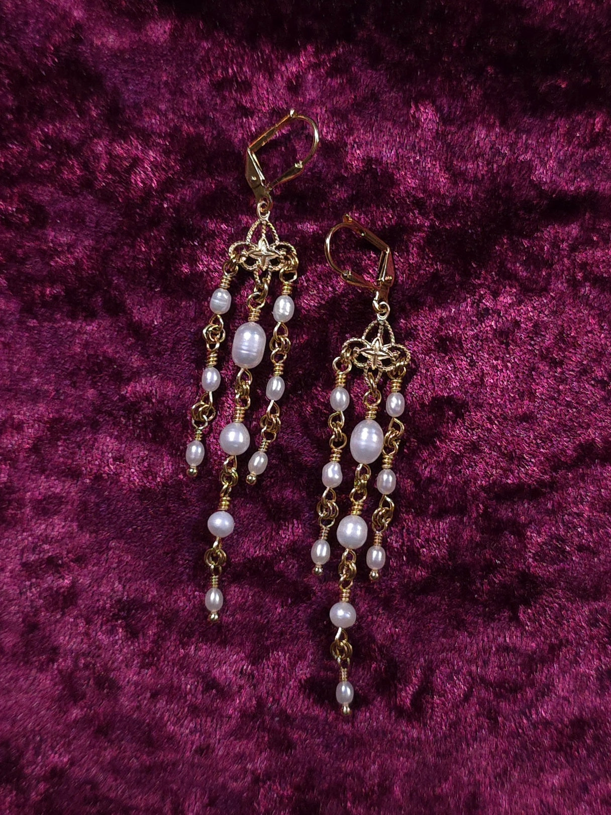 CORUSCATION | Gold & Pearl Renaissance Inspired Earrings