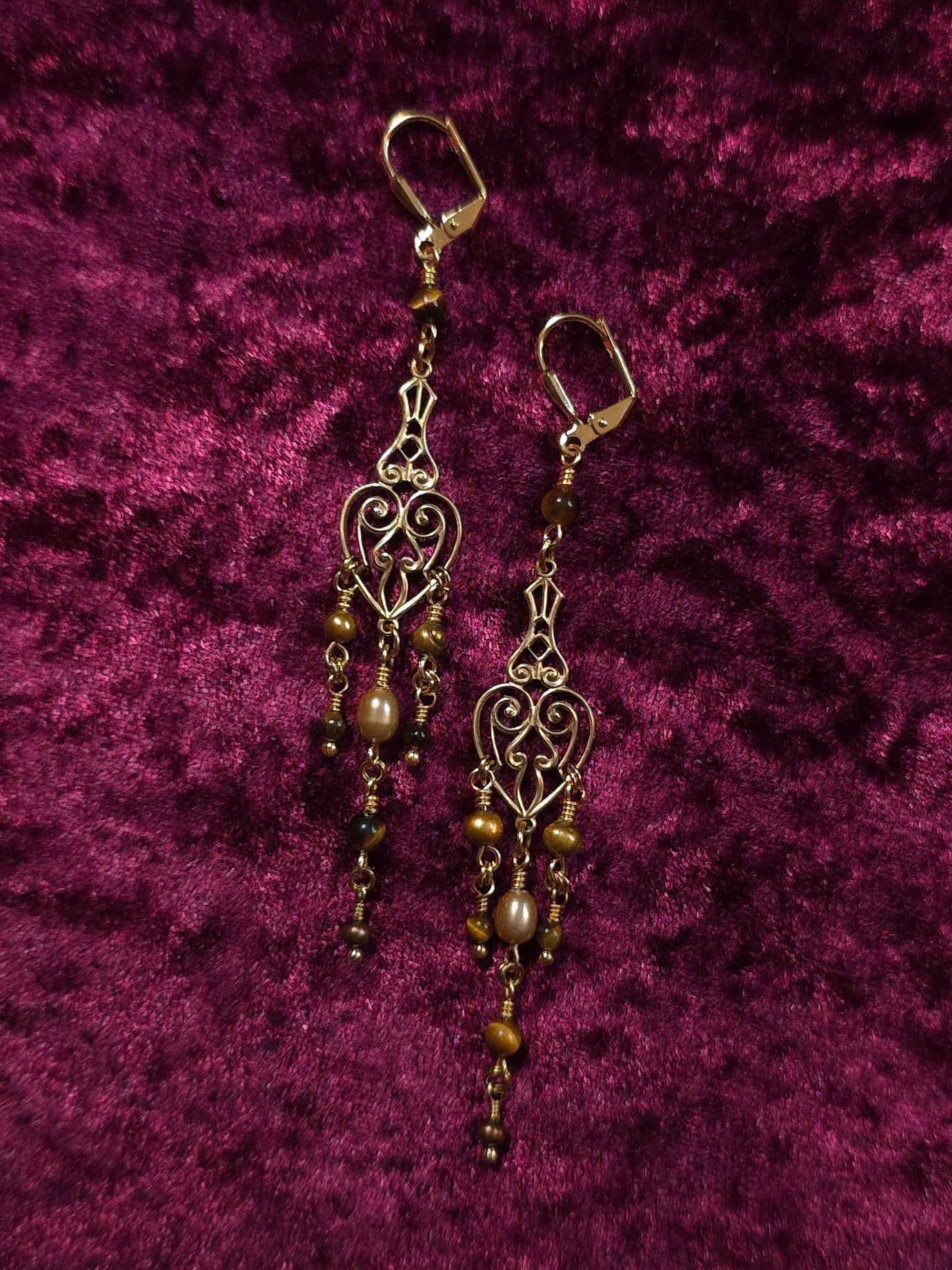 RIVER EDDY | Gold & Tiger's Eye Renaissance Inspired Earrings