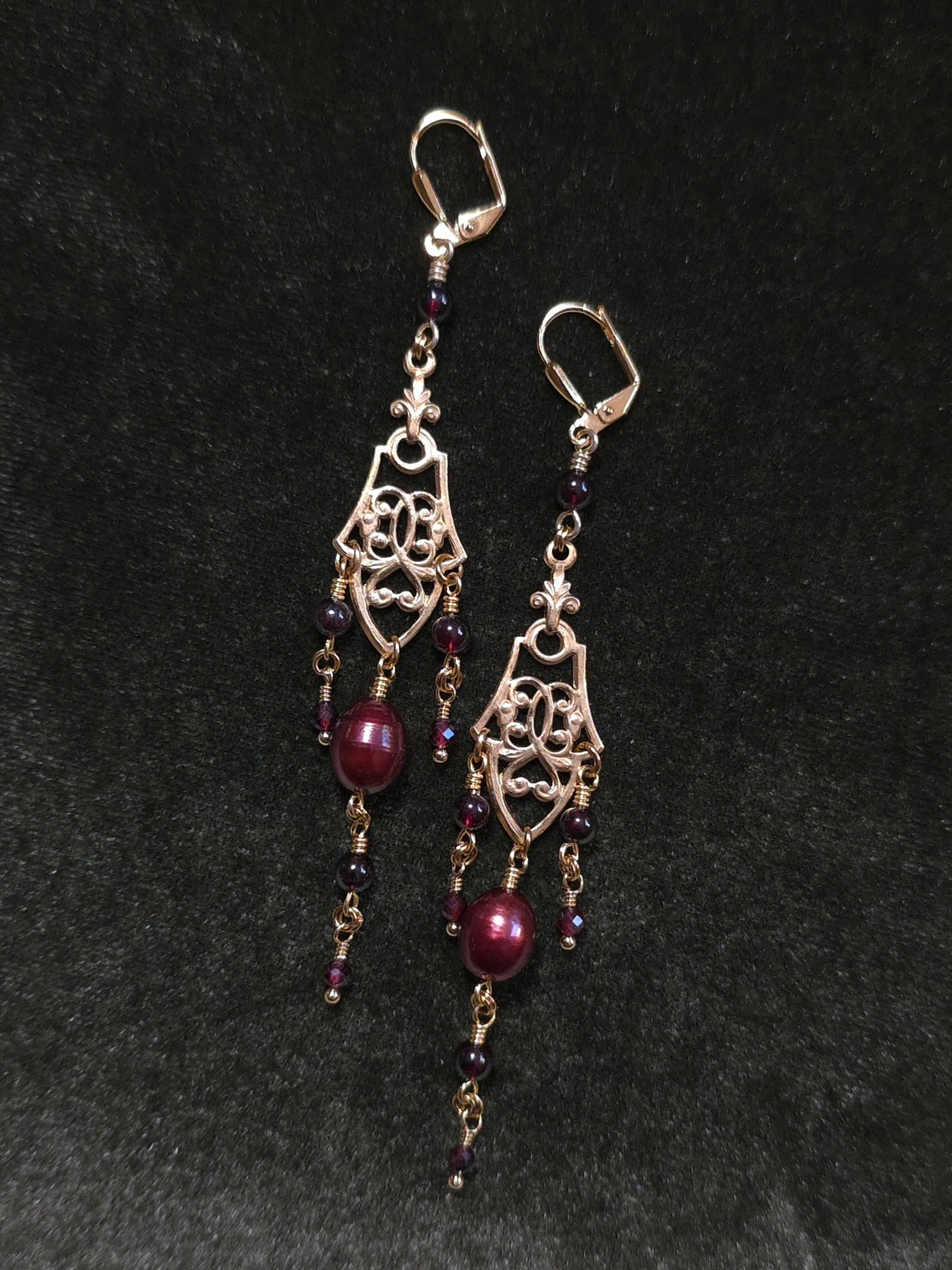 POMONA'S BOUNTY | Gold & Garnet Renaissance Inspired Earrings