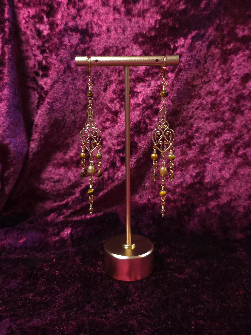 RIVER EDDY | Gold & Tiger's Eye Renaissance Inspired Earrings