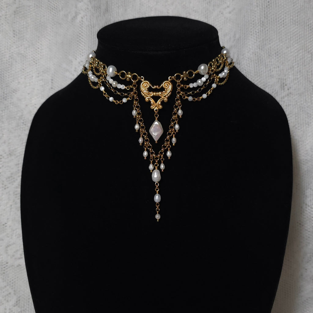 FAIR MAIDEN | Gold & Pearl Renaissance Inspired Choker