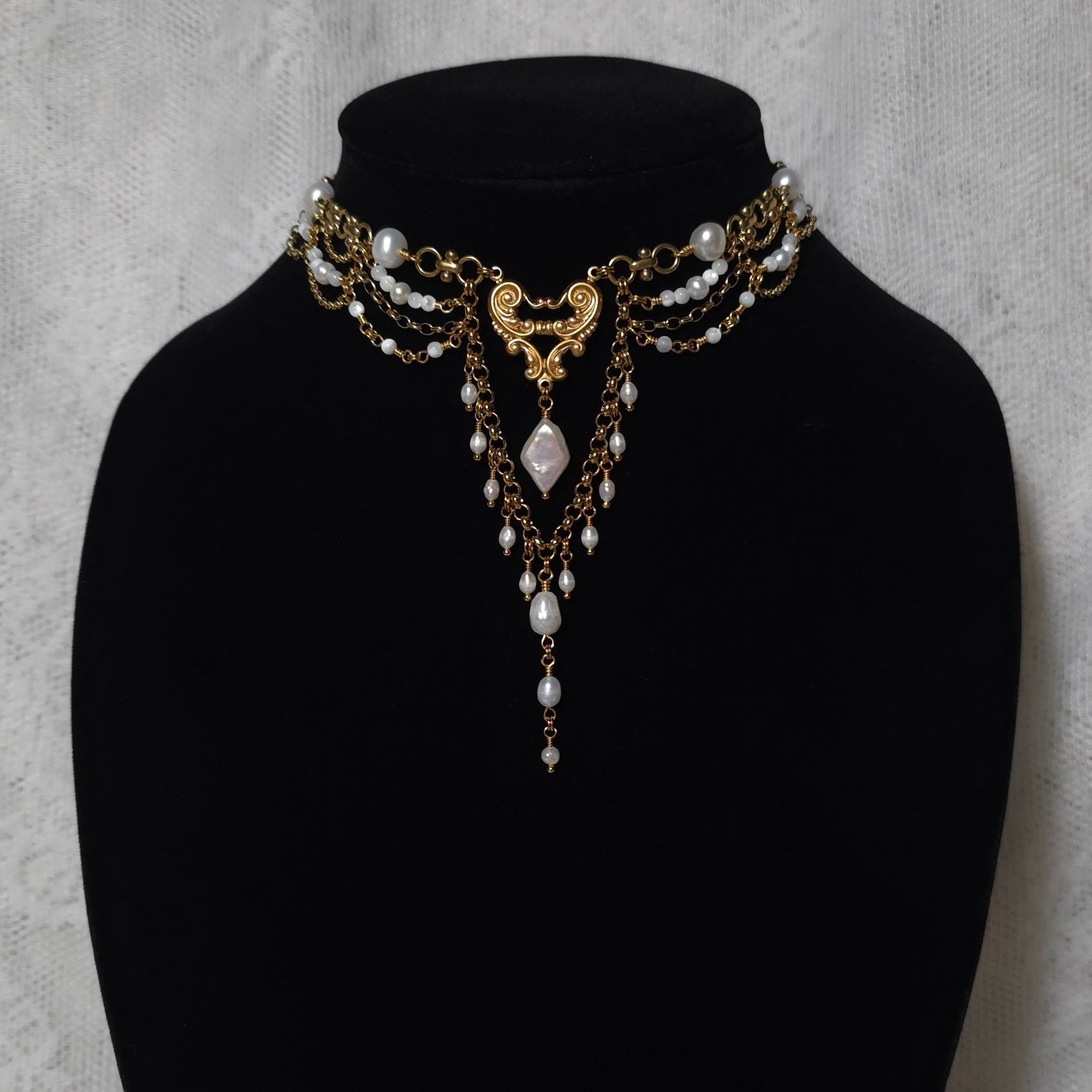 FAIR MAIDEN | Gold & Pearl Renaissance Inspired Choker
