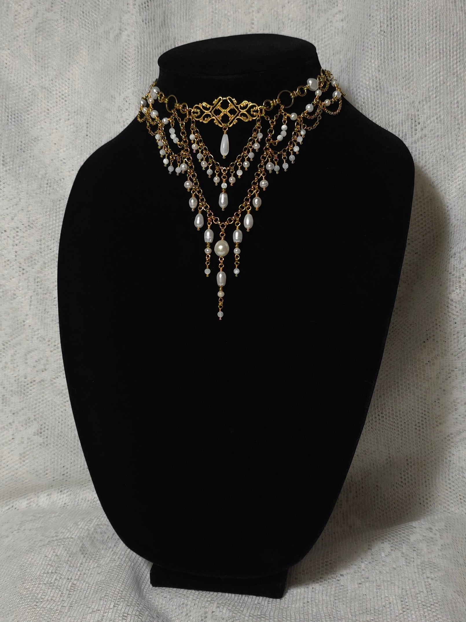 SILKEN WISP | Gold & Pearl Renaissance Inspired Choker