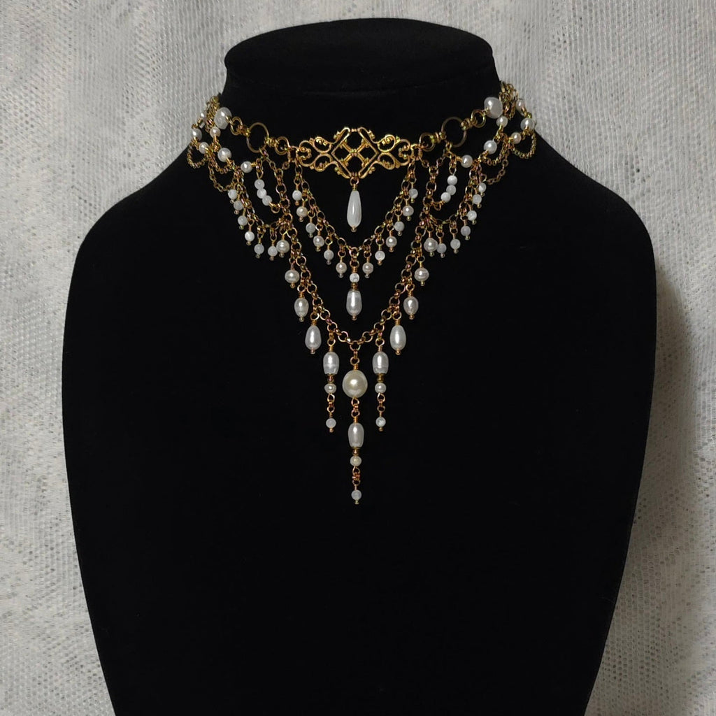 SILKEN WISP | Gold & Pearl Renaissance Inspired Choker