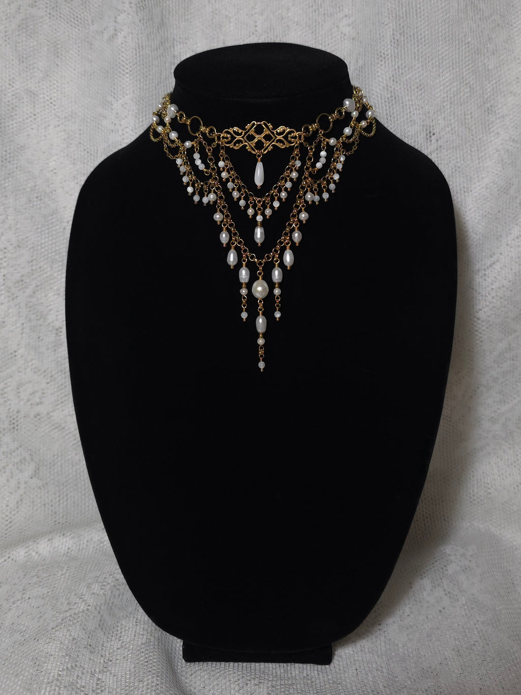 SILKEN WISP | Gold & Pearl Renaissance Inspired Choker