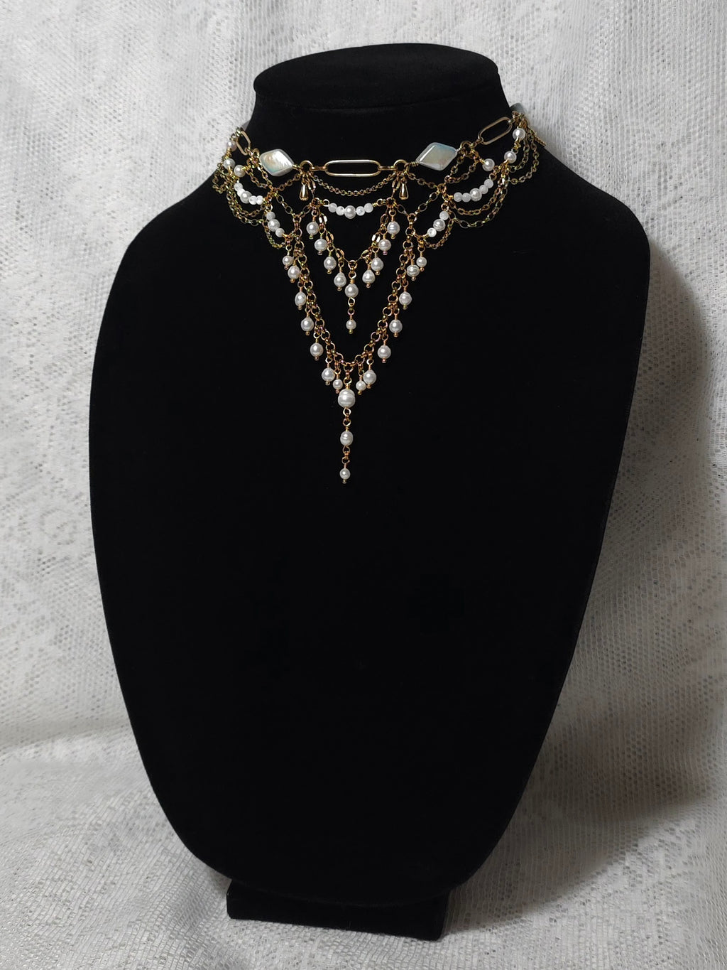 PEARLED CLOUDLETS | Gold & Pearl Renaissance Inspired Choker