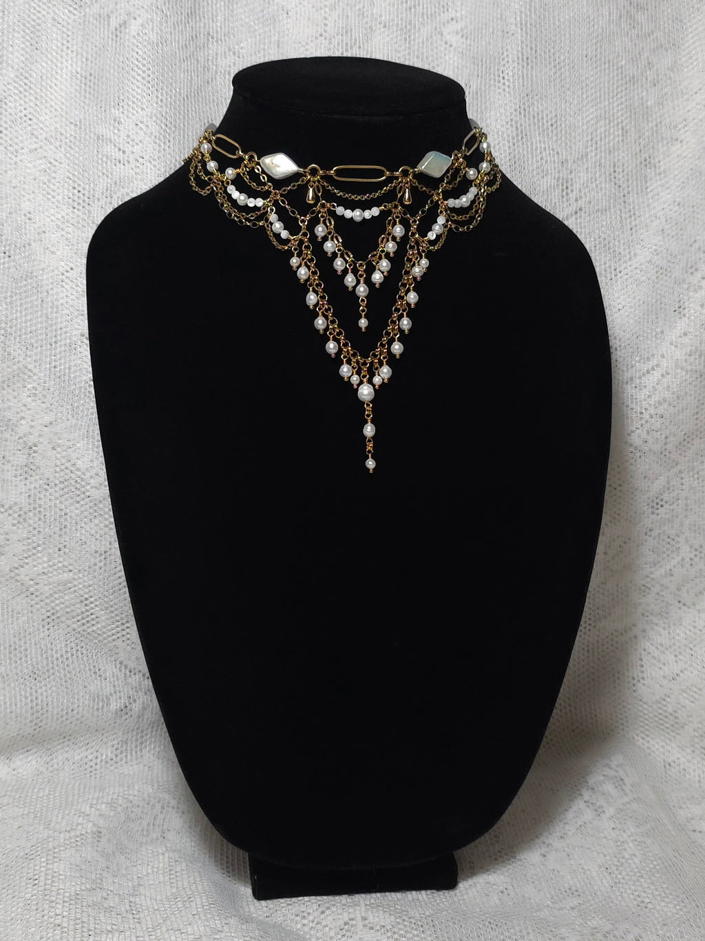 PEARLED CLOUDLETS | Gold & Pearl Renaissance Inspired Choker