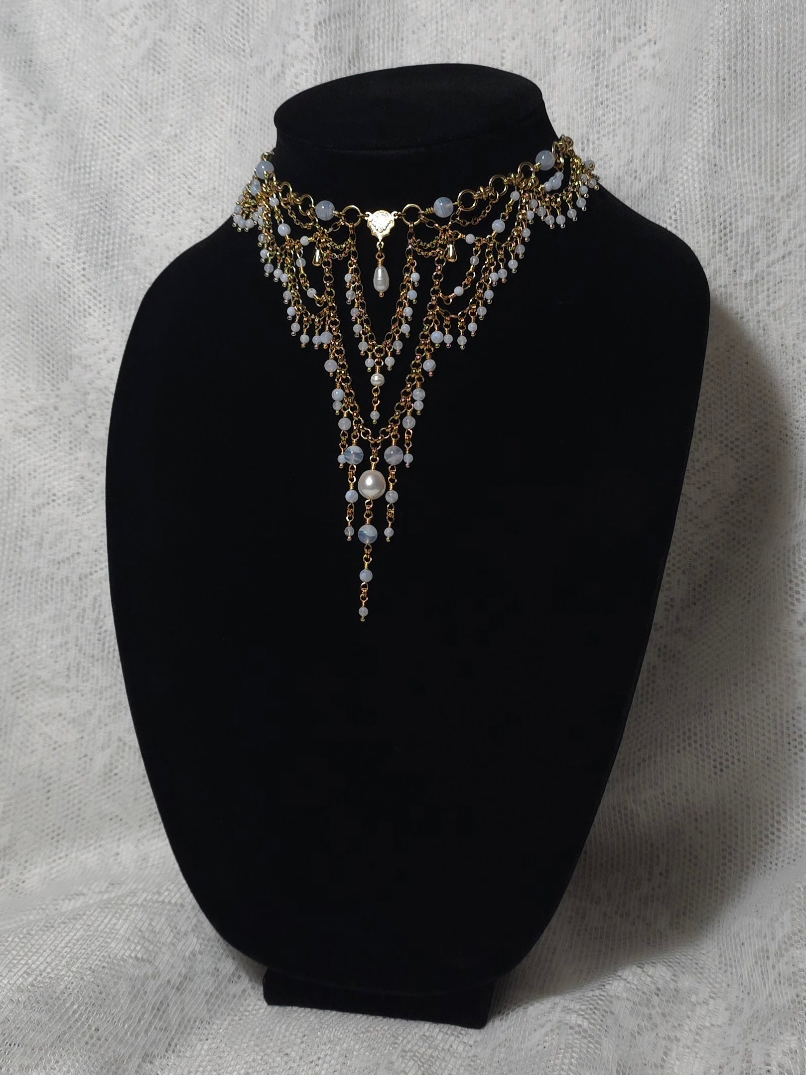 SUMMER REVERIE | Gold & Blue Lace Agate Renaissance Inspired Choker