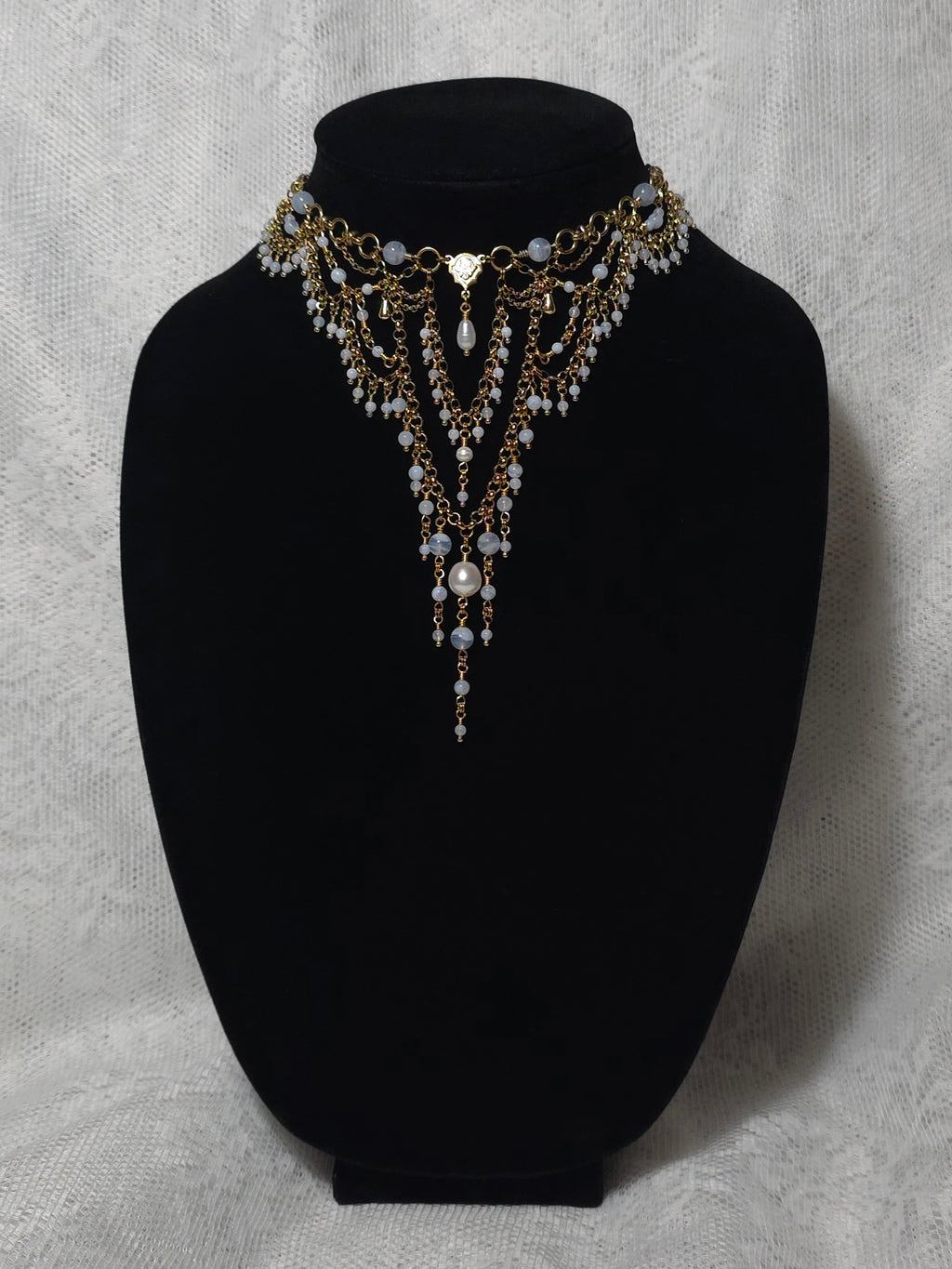 SUMMER REVERIE | Gold & Blue Lace Agate Renaissance Inspired Choker
