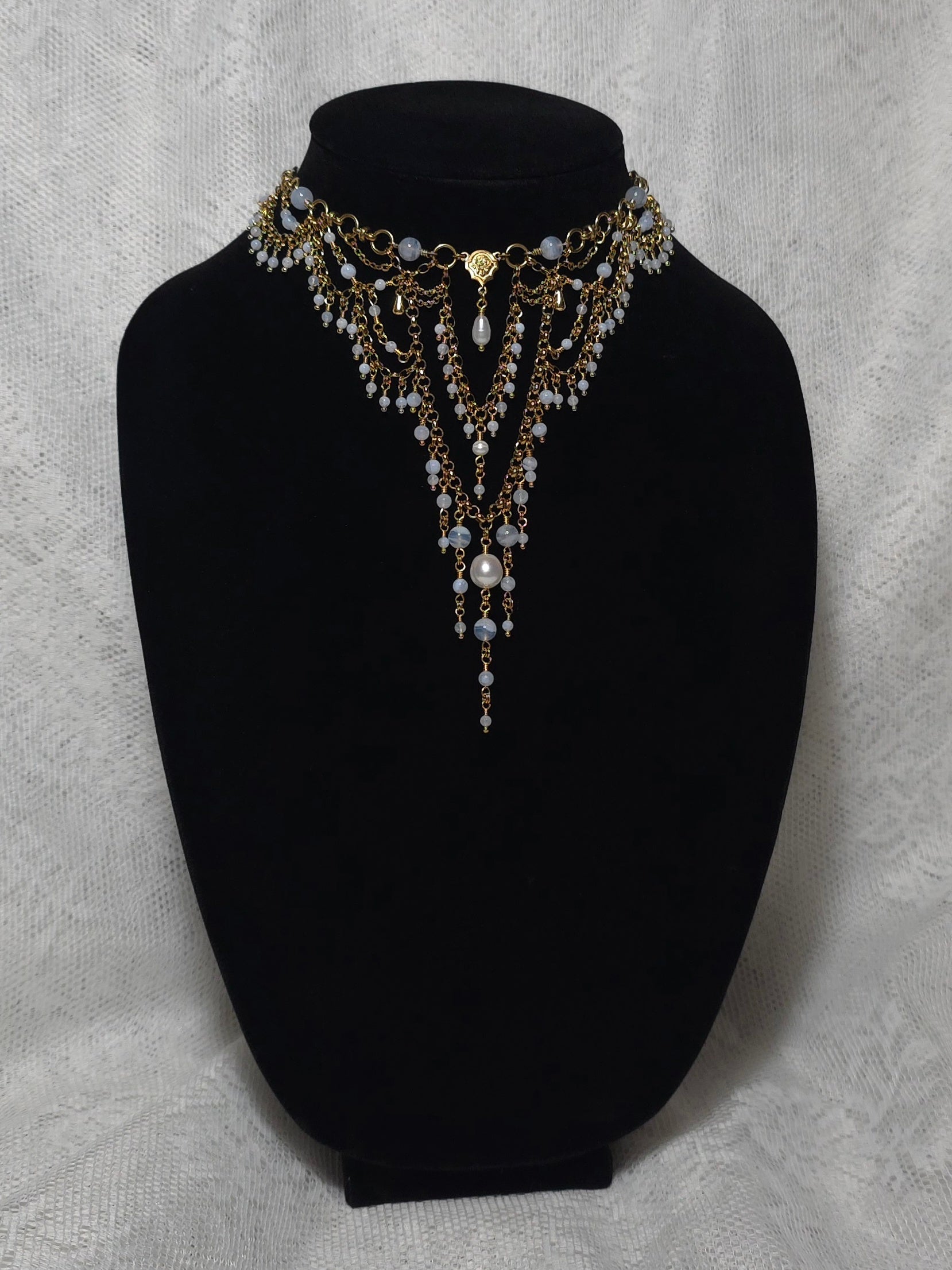 SUMMER REVERIE | Gold & Blue Lace Agate Renaissance Inspired Choker