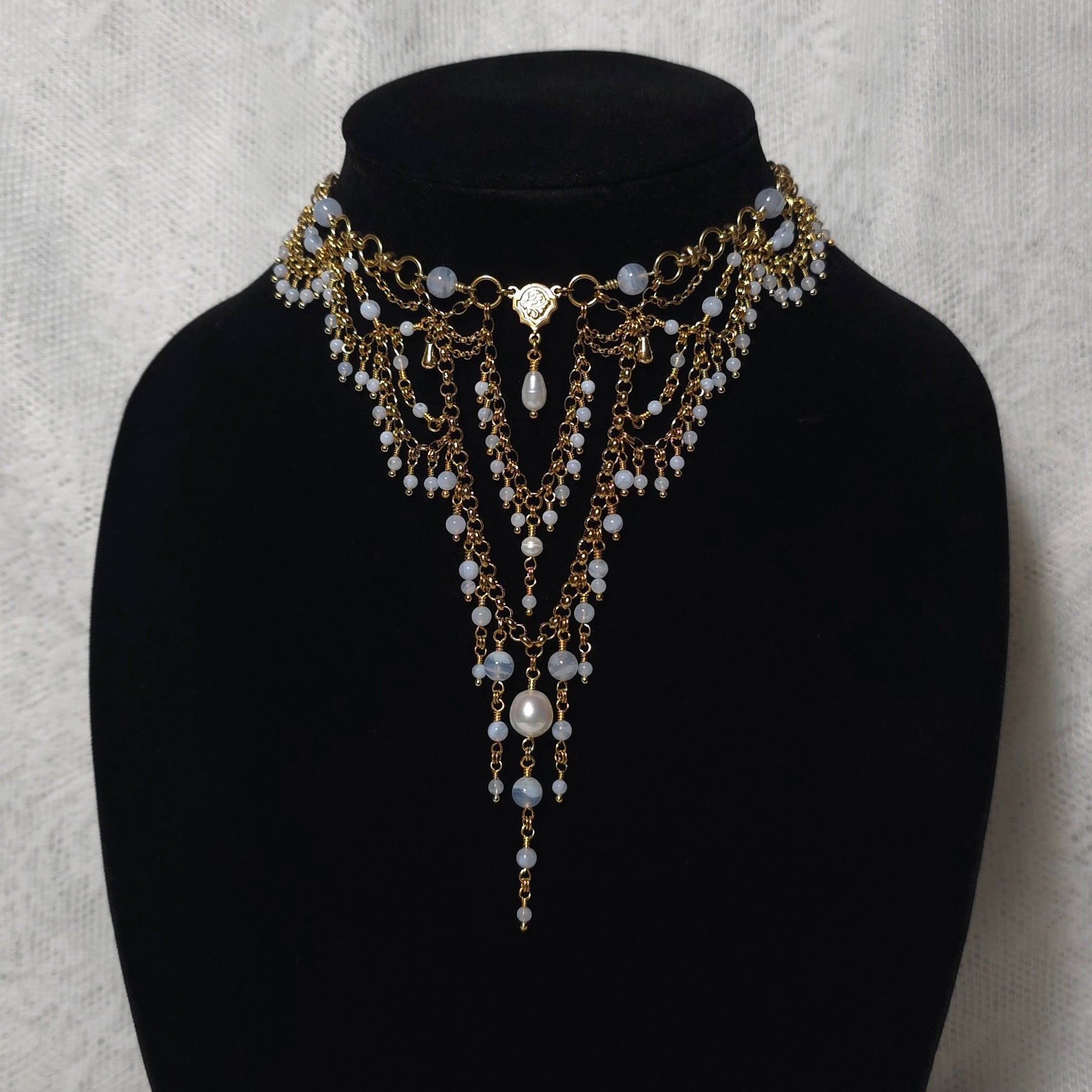 SUMMER REVERIE | Gold & Blue Lace Agate Renaissance Inspired Choker