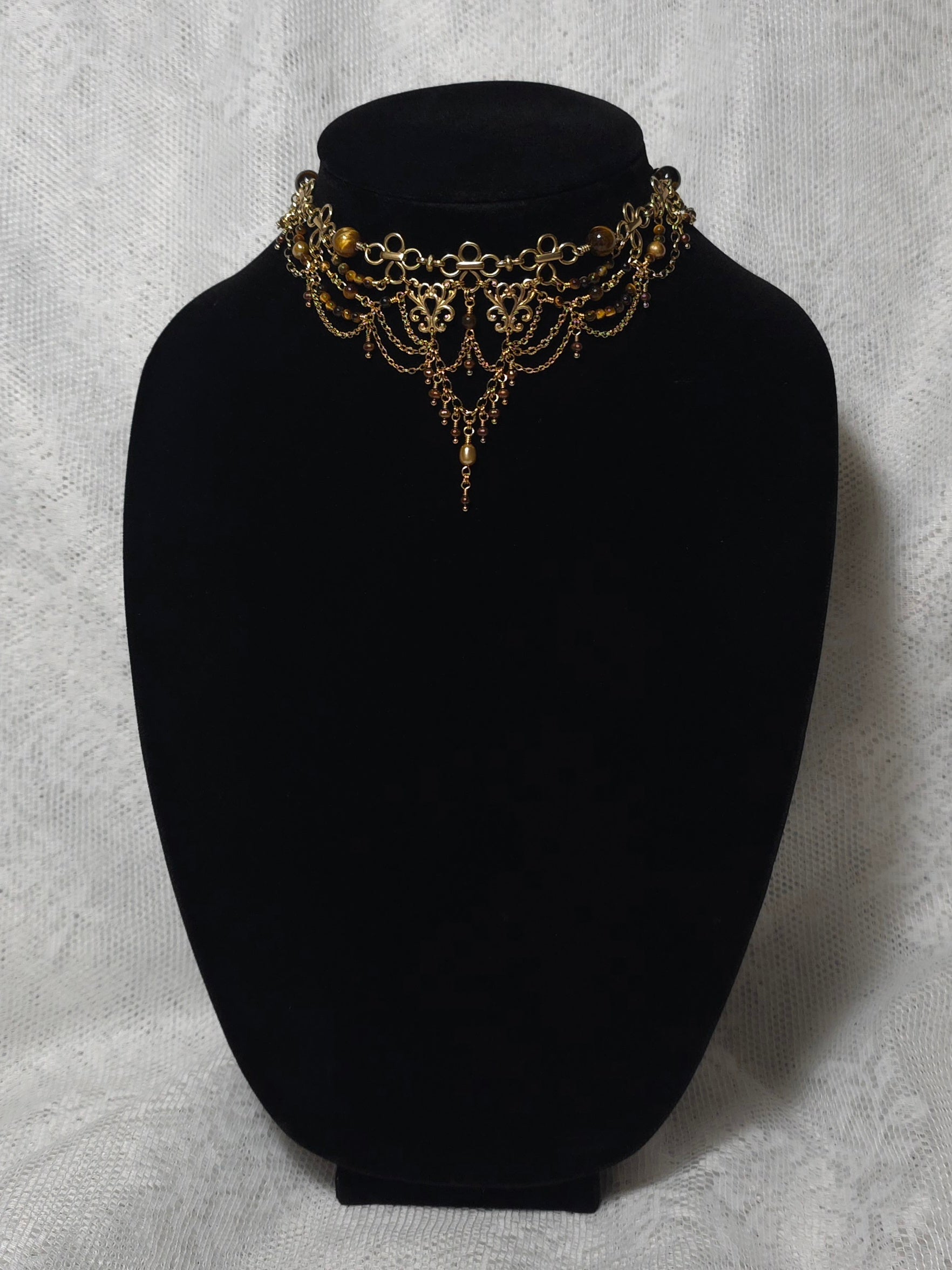 EVENINGS SOLARIS | Gold & Tiger's Eye Renaissance Inspired Choker