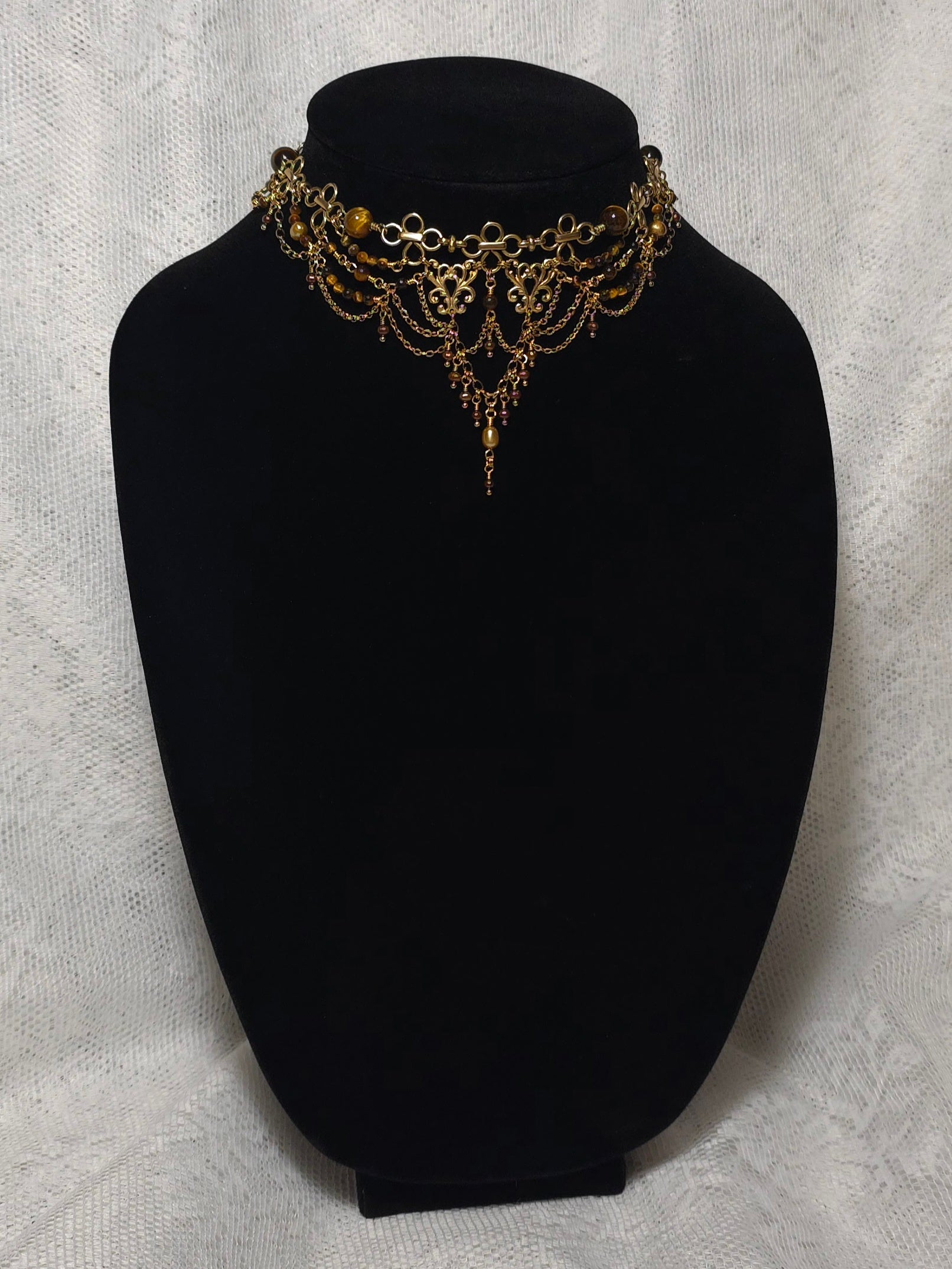 EVENINGS SOLARIS | Gold & Tiger's Eye Renaissance Inspired Choker
