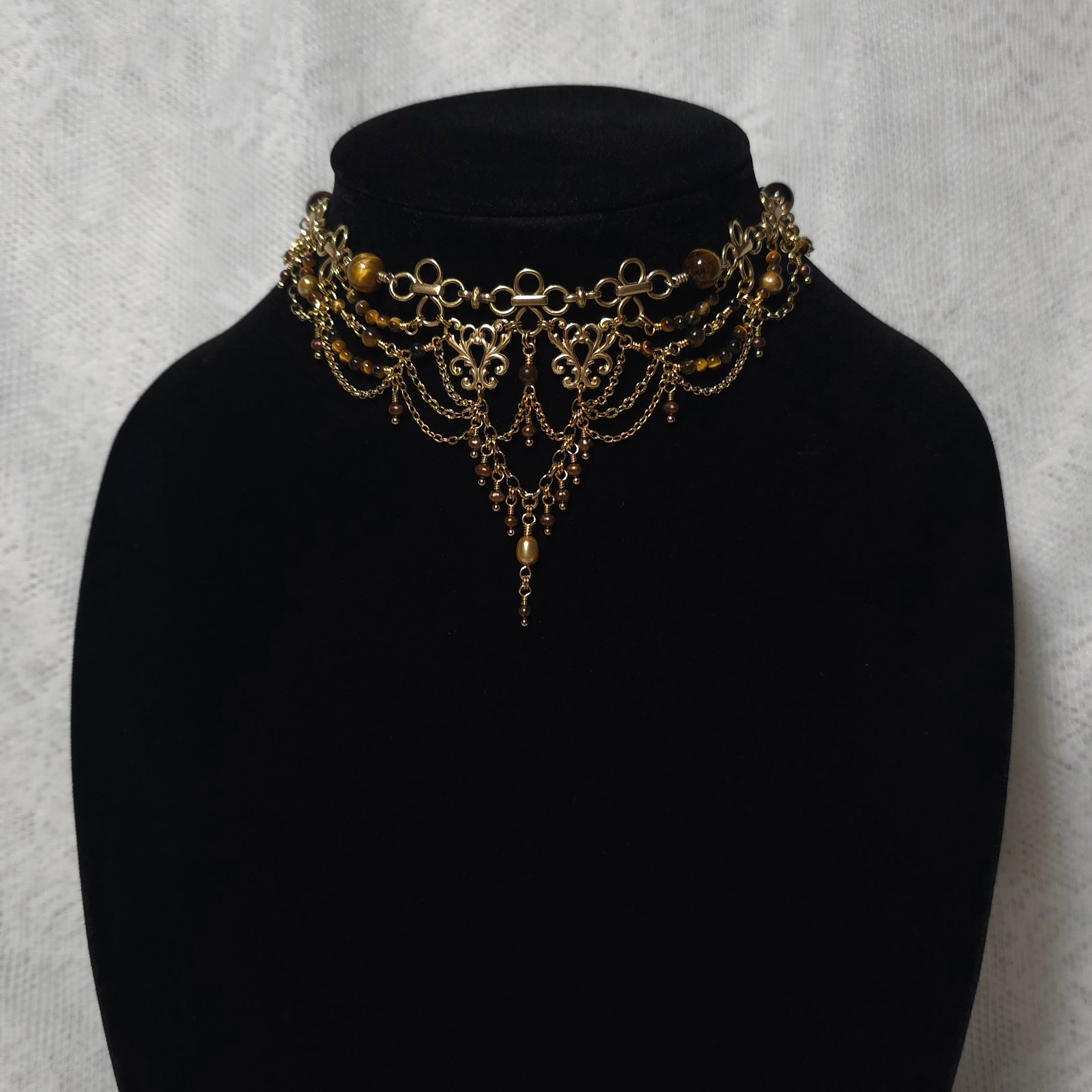 EVENINGS SOLARIS | Gold & Tiger's Eye Renaissance Inspired Choker